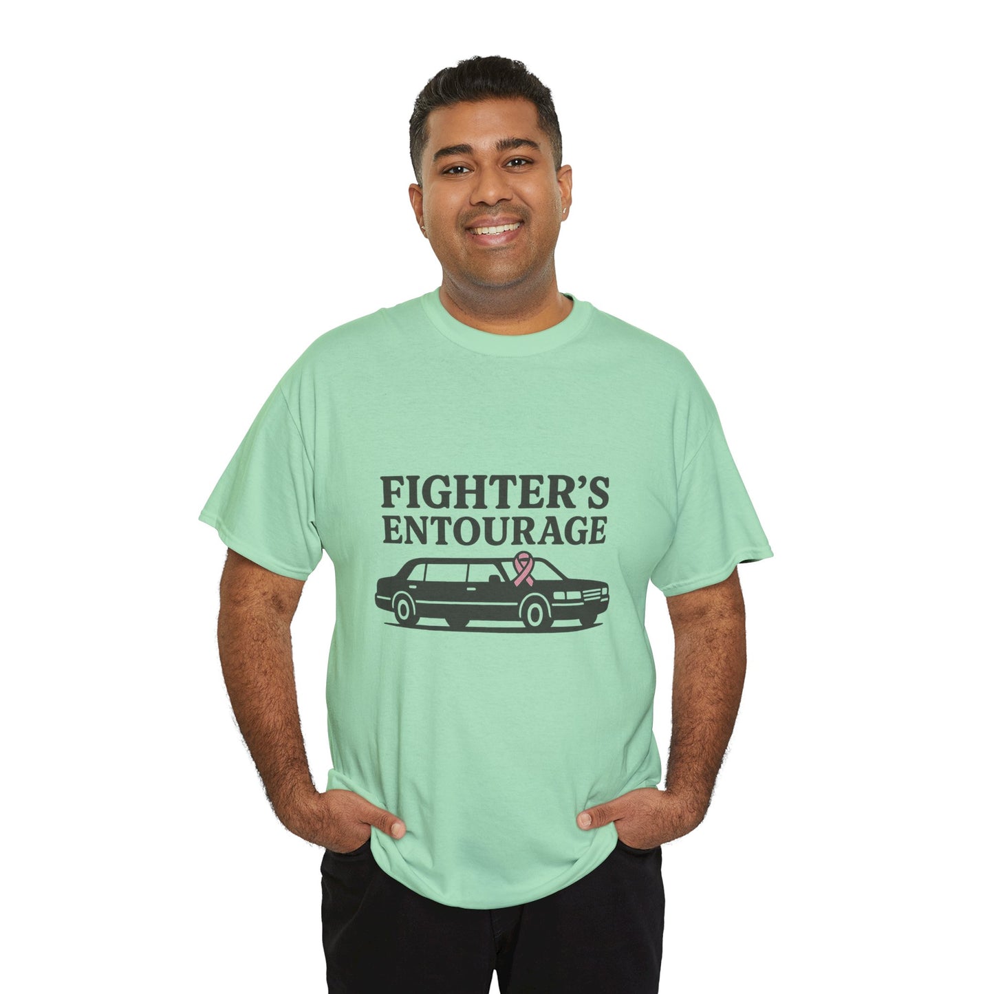 Fighter's Entourage Shirt | Breast Cancer Awareness Tee with Limo and Ribbon Design