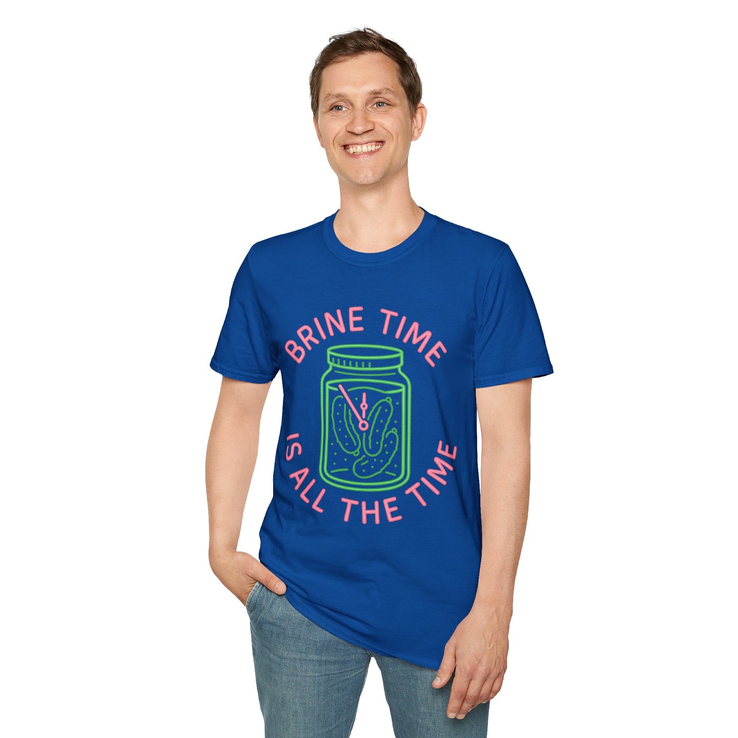 Brine Time Is All the Time – Retro Neon Pickle Jar T-Shirt