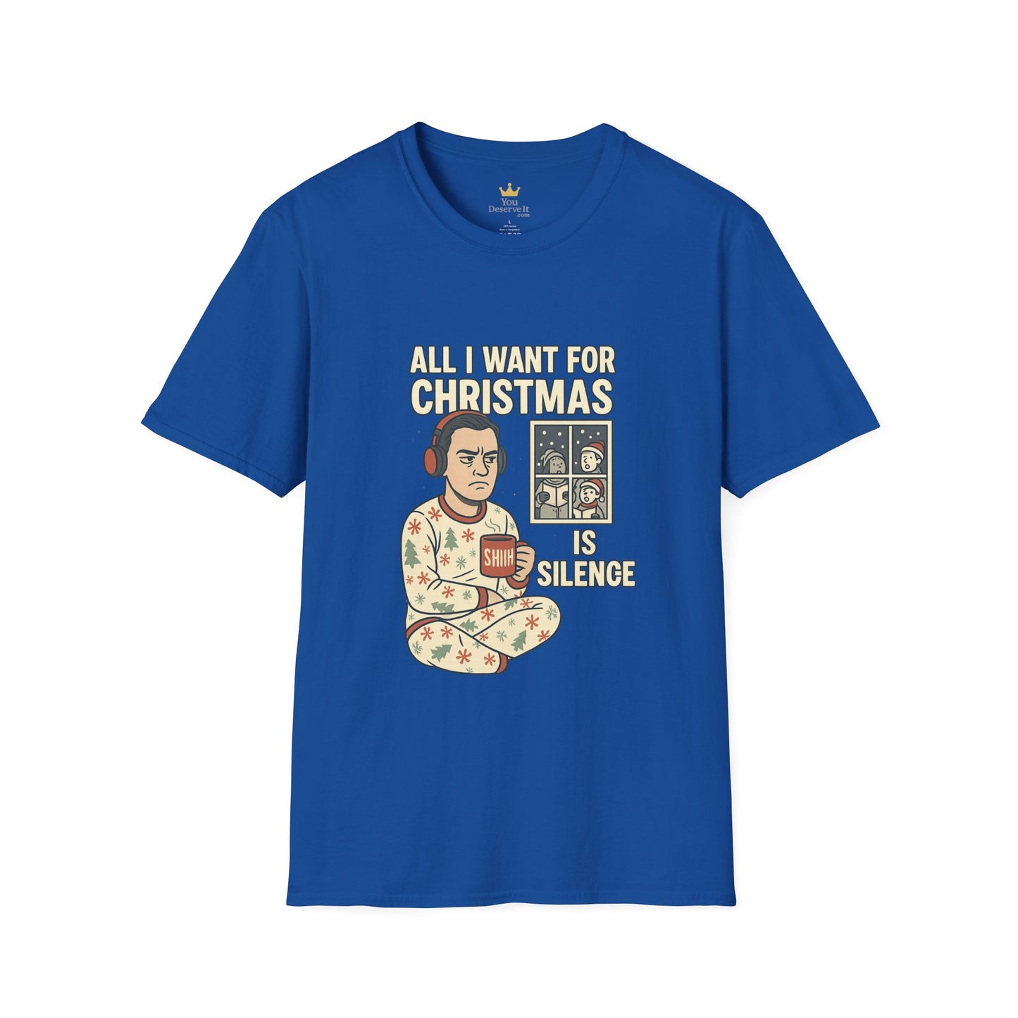 All I Want for Christmas Is Silence Shirt | Funny Anti-Social Holiday Tee | Introvert Christmas Pajamas Graphic Shirt | Sarcastic Xmas Gift