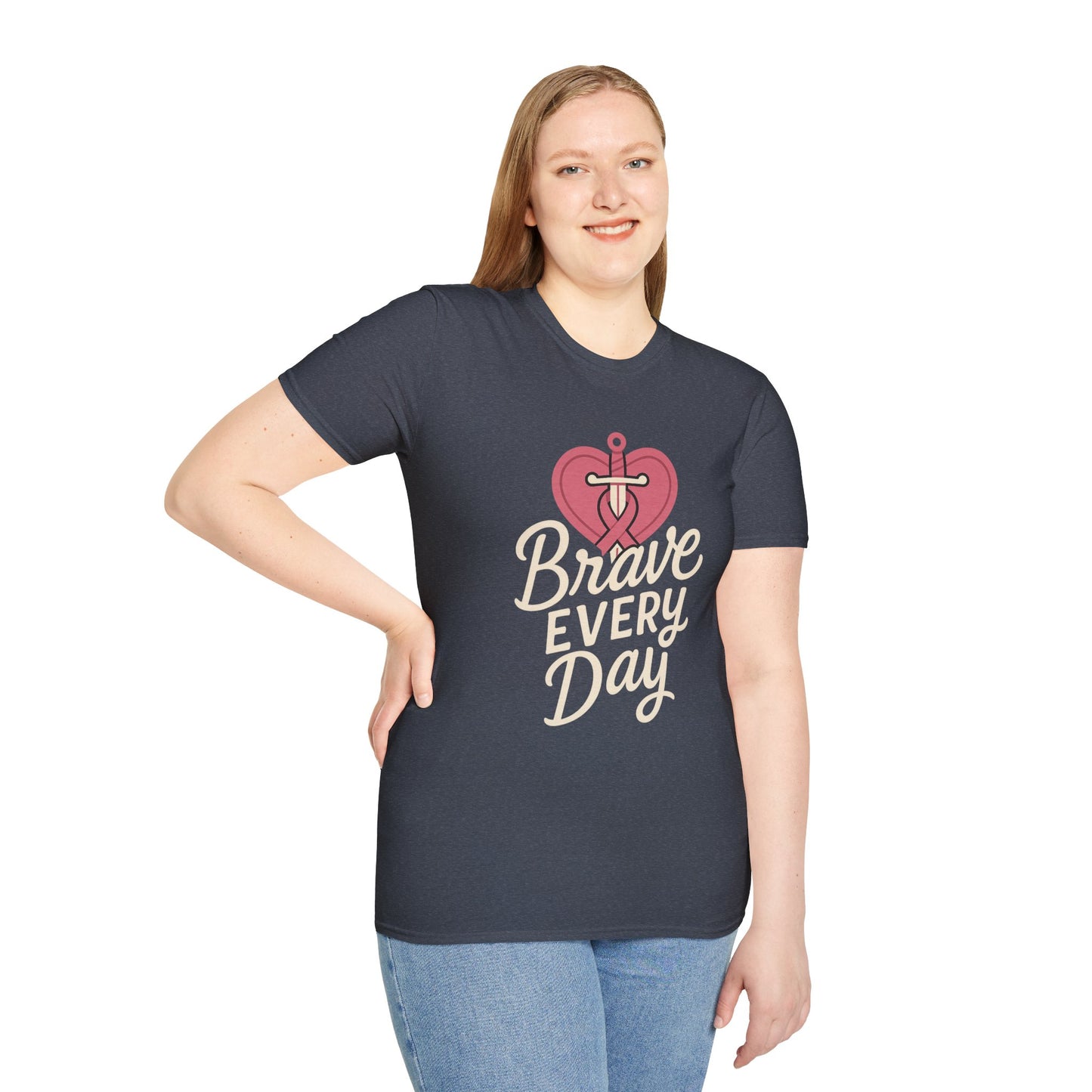 Brave Every Day Shirt | Breast Cancer Awareness Tee with Sword & Ribbon Heart