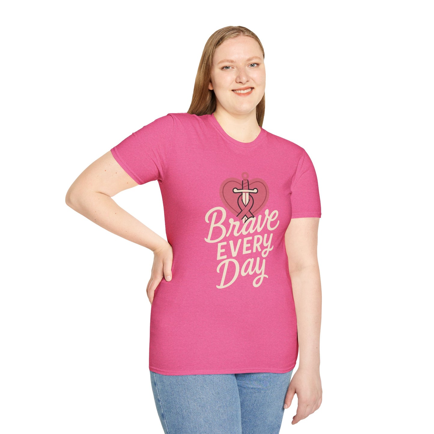 Brave Every Day Shirt | Breast Cancer Awareness Tee with Sword & Ribbon Heart