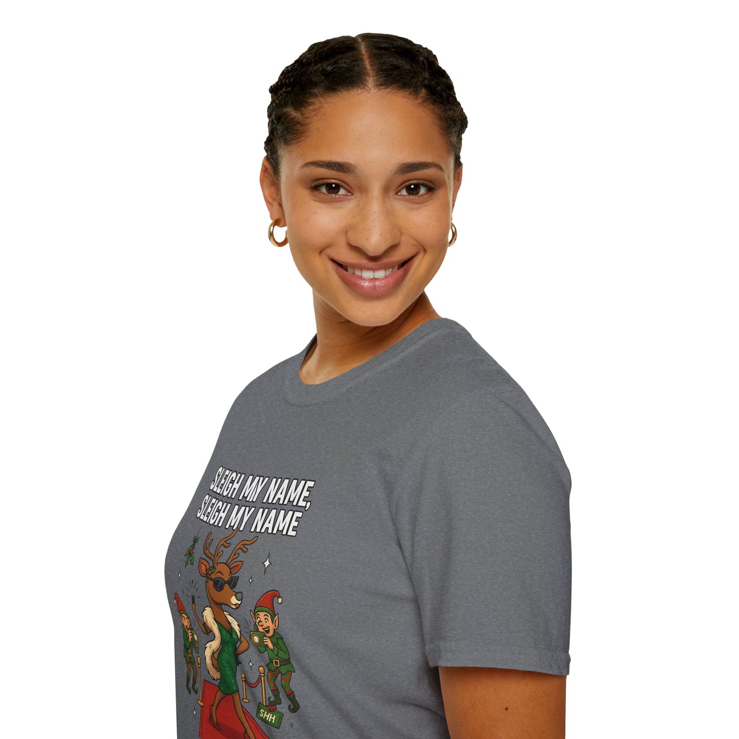 Sleigh My Name Funny Christmas Shirt | Diva Reindeer Holiday Tee | Red Carpet Christmas Party Shirt | Beyoncé Inspired Xmas Humor