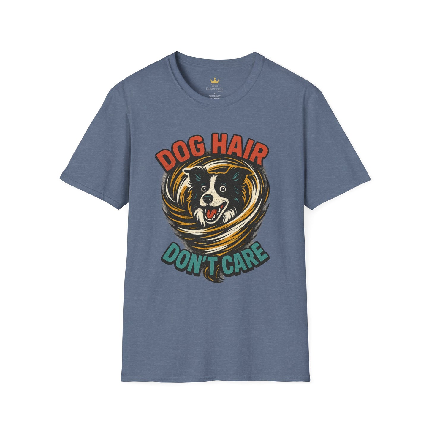Dog Hair Don't Care Border Collie Retro Tee | Funny Spray-Paint Style T-Shirt for Pet Lovers, Gift for Pet Owners, Casual Unisex Shirt, Dog Lover Gift, Animal Theme Apparel