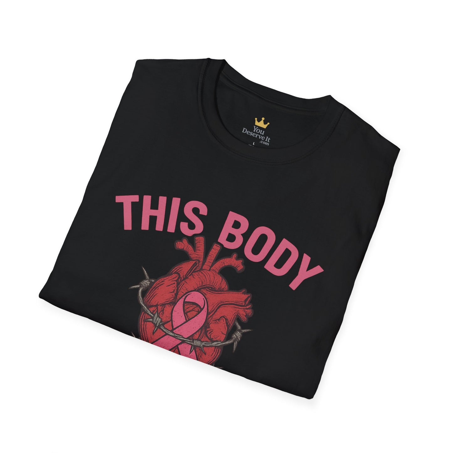 This Body Fights Back Shirt | Bold Breast Cancer Awareness Tee with Heart & Barbed Wire Design
