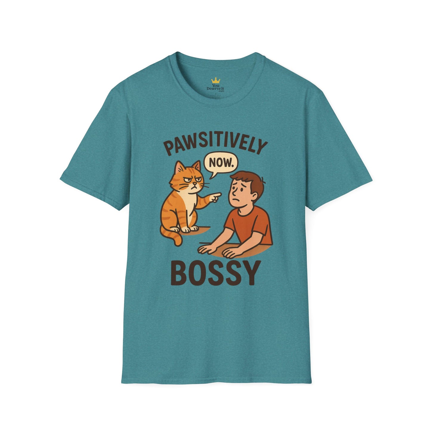 Pawsitively Bossy – Funny Cat Command T-Shirt