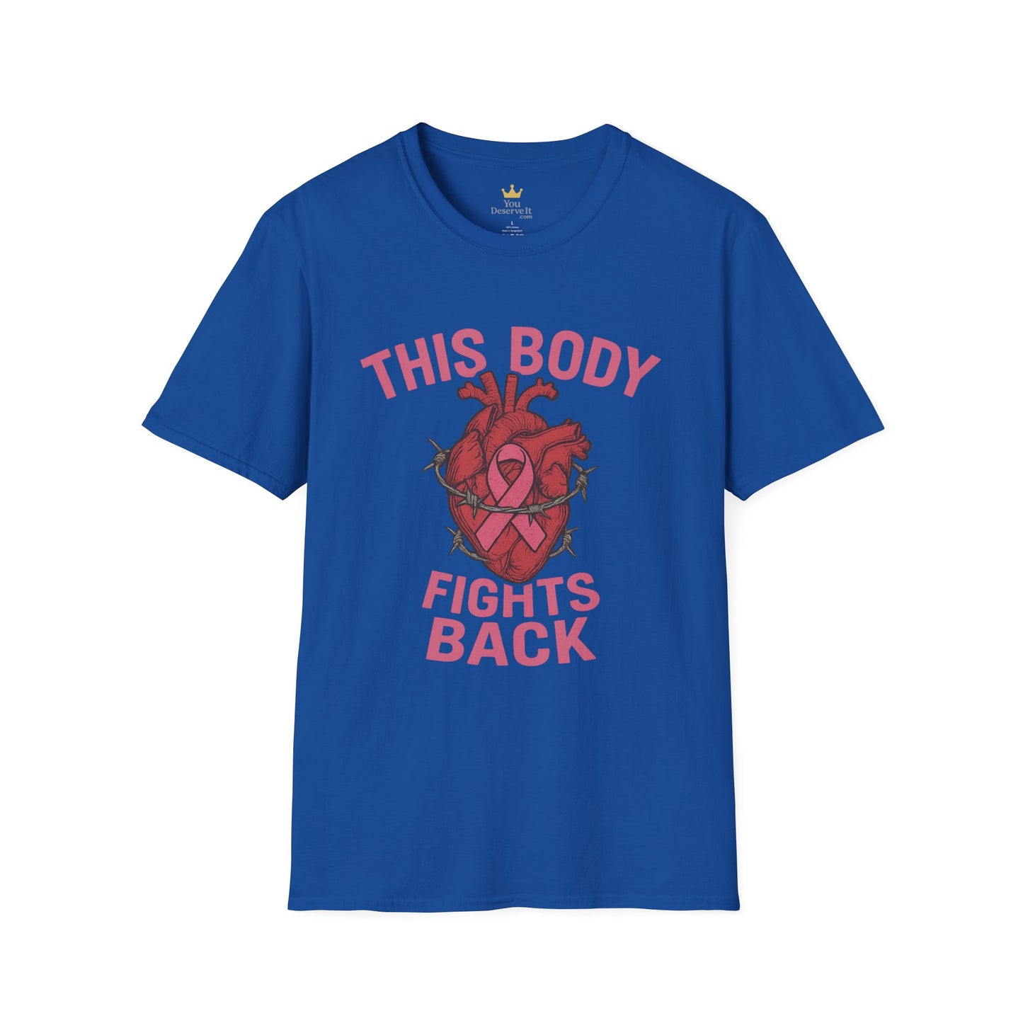 This Body Fights Back Shirt | Bold Breast Cancer Awareness Tee with Heart & Barbed Wire Design