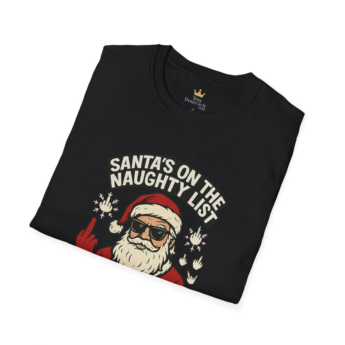 Naughty Santa T-Shirt | Funny Christmas Tee with Attitude and Middle Finger Humor
