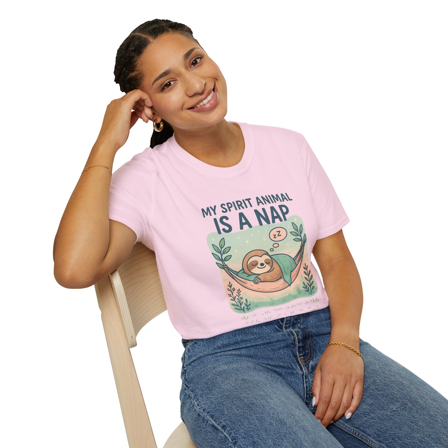 My Spirit Animal Is a Nap T-Shirt | Cute Sleepy Sloth in Hammock Design