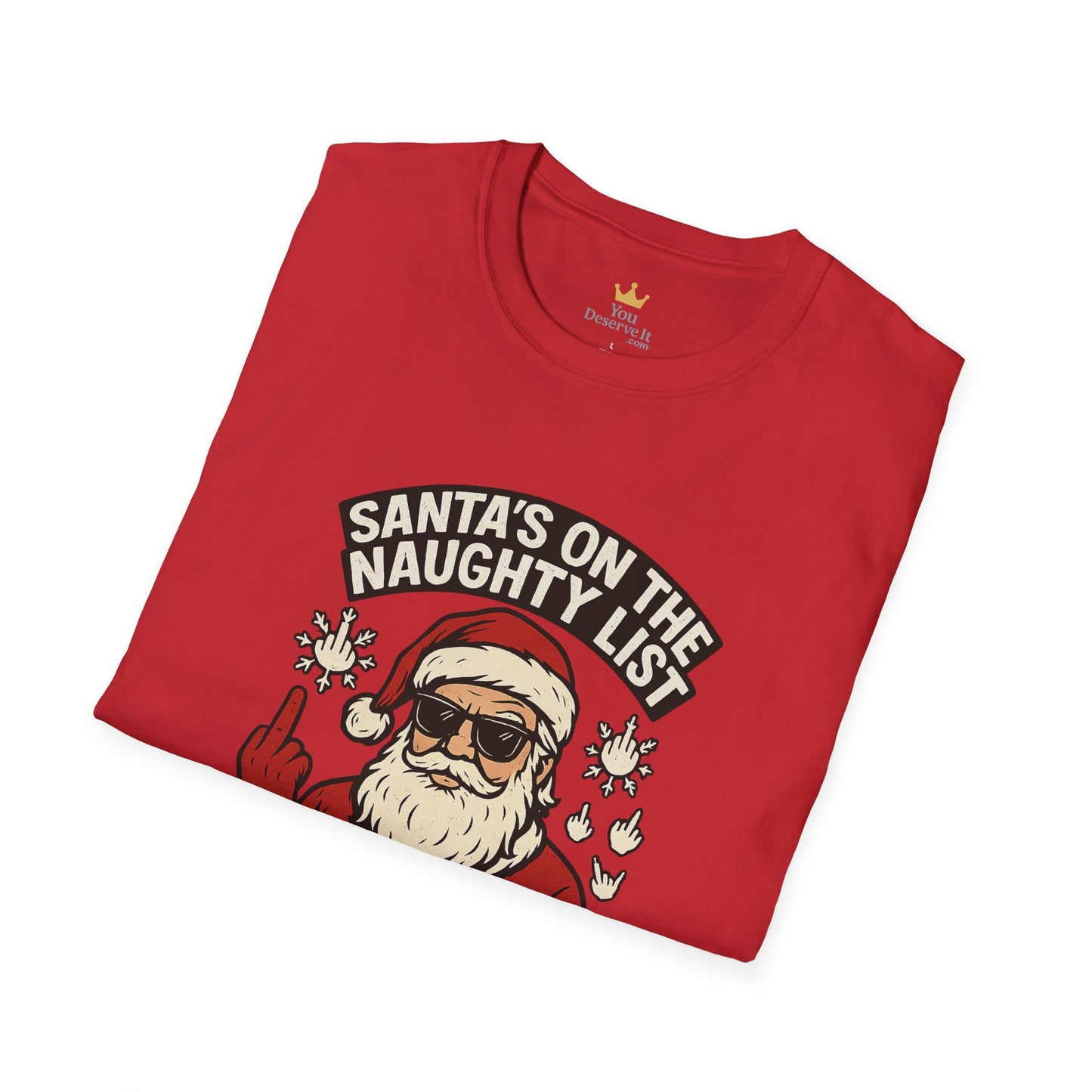 Naughty Santa T-Shirt | Funny Christmas Tee with Attitude and Middle Finger Humor