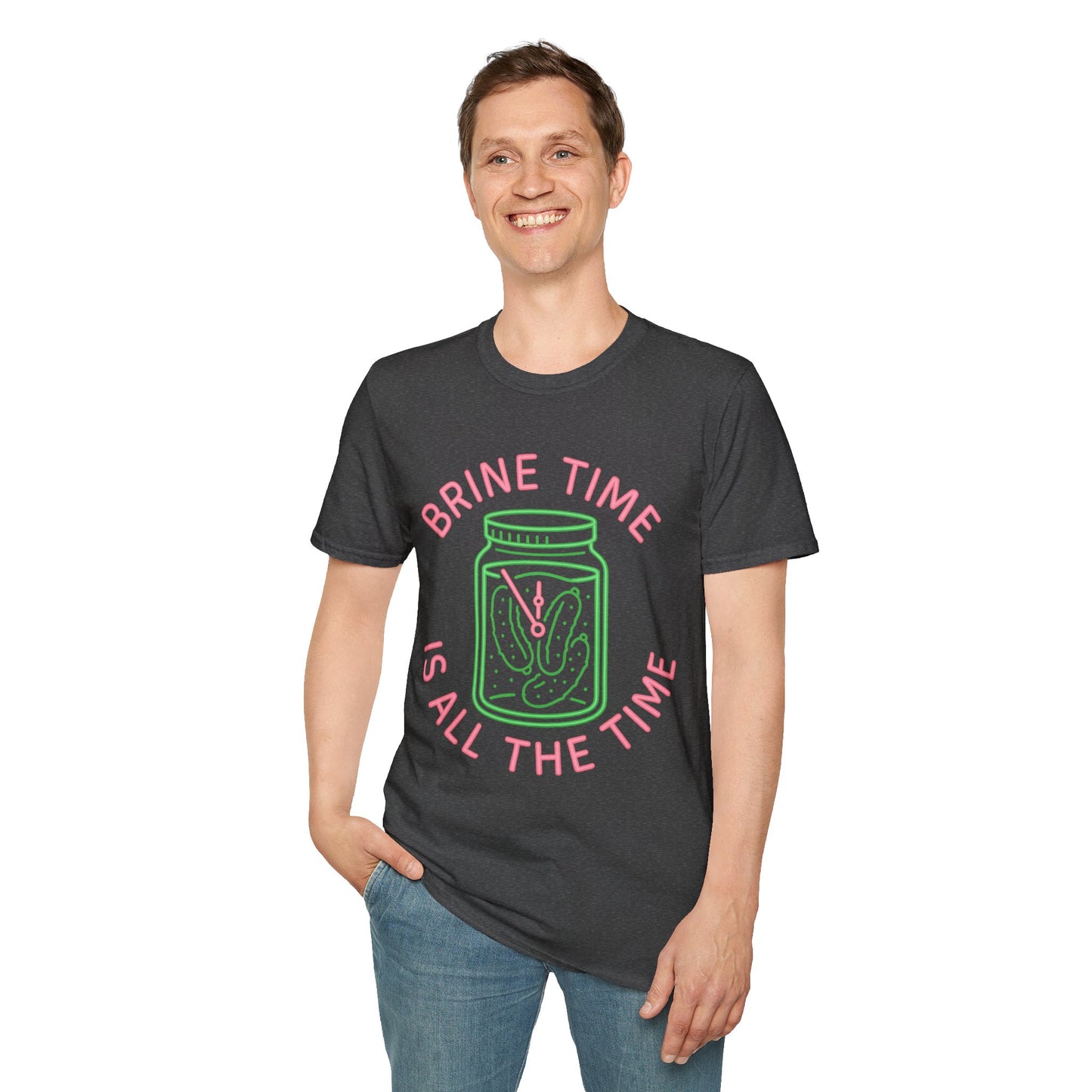 Brine Time Is All the Time – Retro Neon Pickle Jar T-Shirt