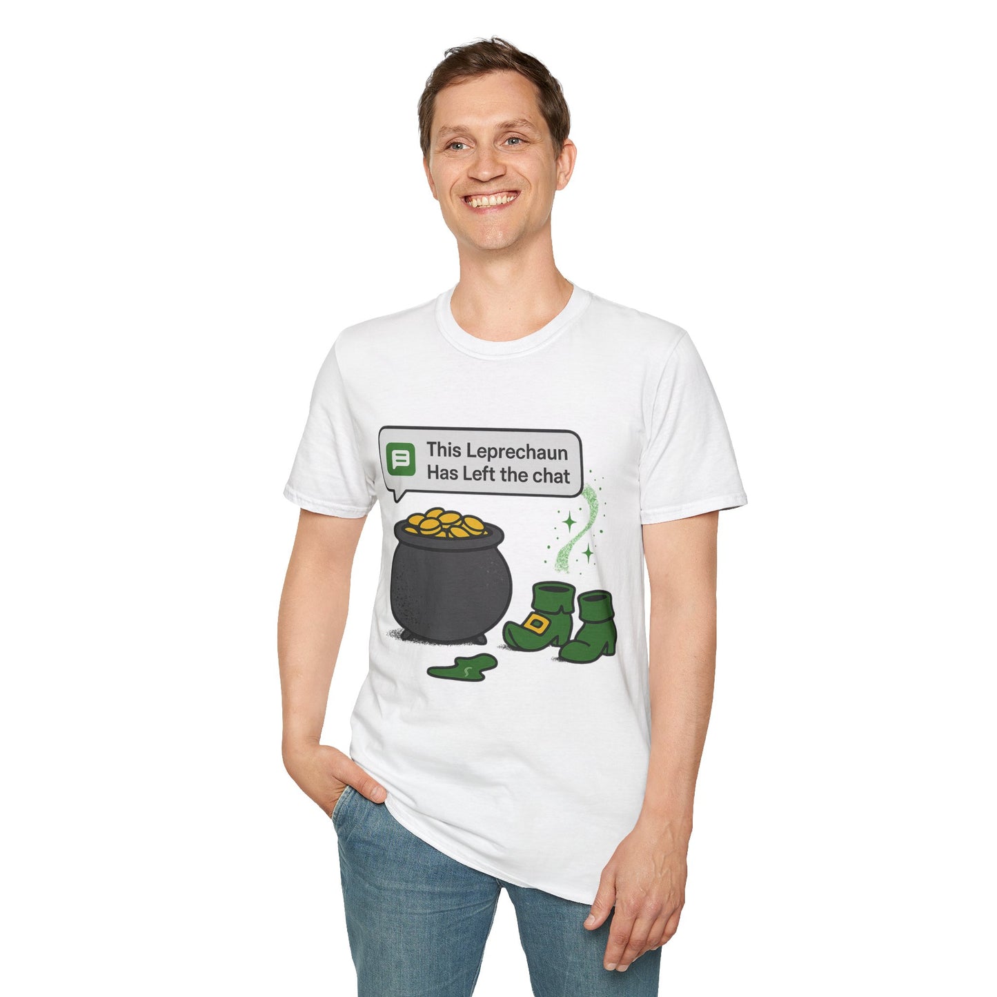 This Leprechaun Has Left the Chat | Funny St. Patrick's Day Tee | Sarcastic Irish Humor T-Shirt, Pot of Gold Joke Shirt