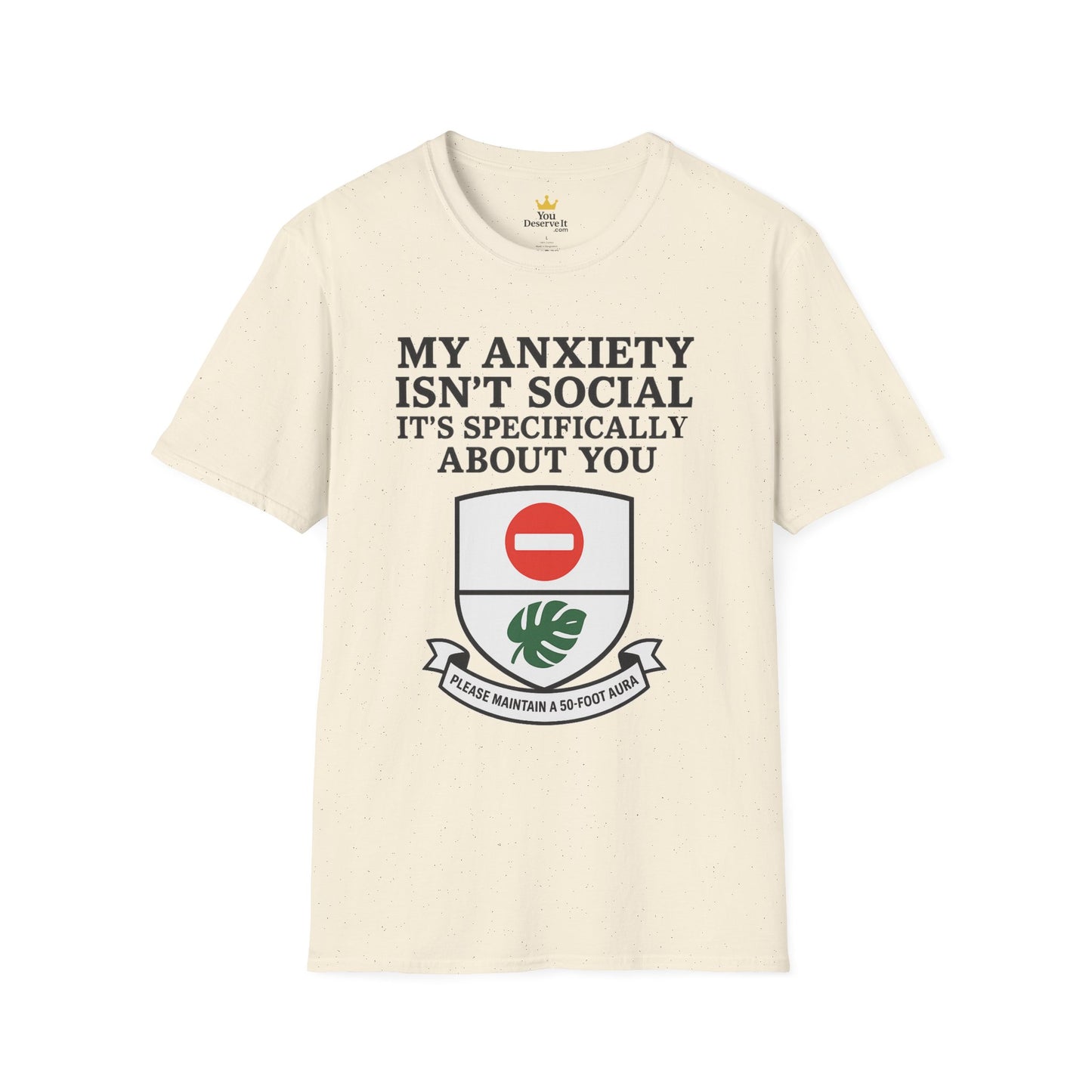 Funny Anxiety T-Shirt – Sarcastic Graphic Tee with Shield Design
