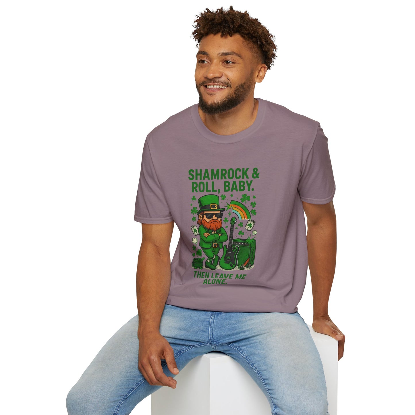 Shamrock & Roll, Baby | St. Patrick's Day T-Shirt | Funny Leprechaun Rock Shirt, Irish Music Humor, Anti-Social St. Paddy's Tee