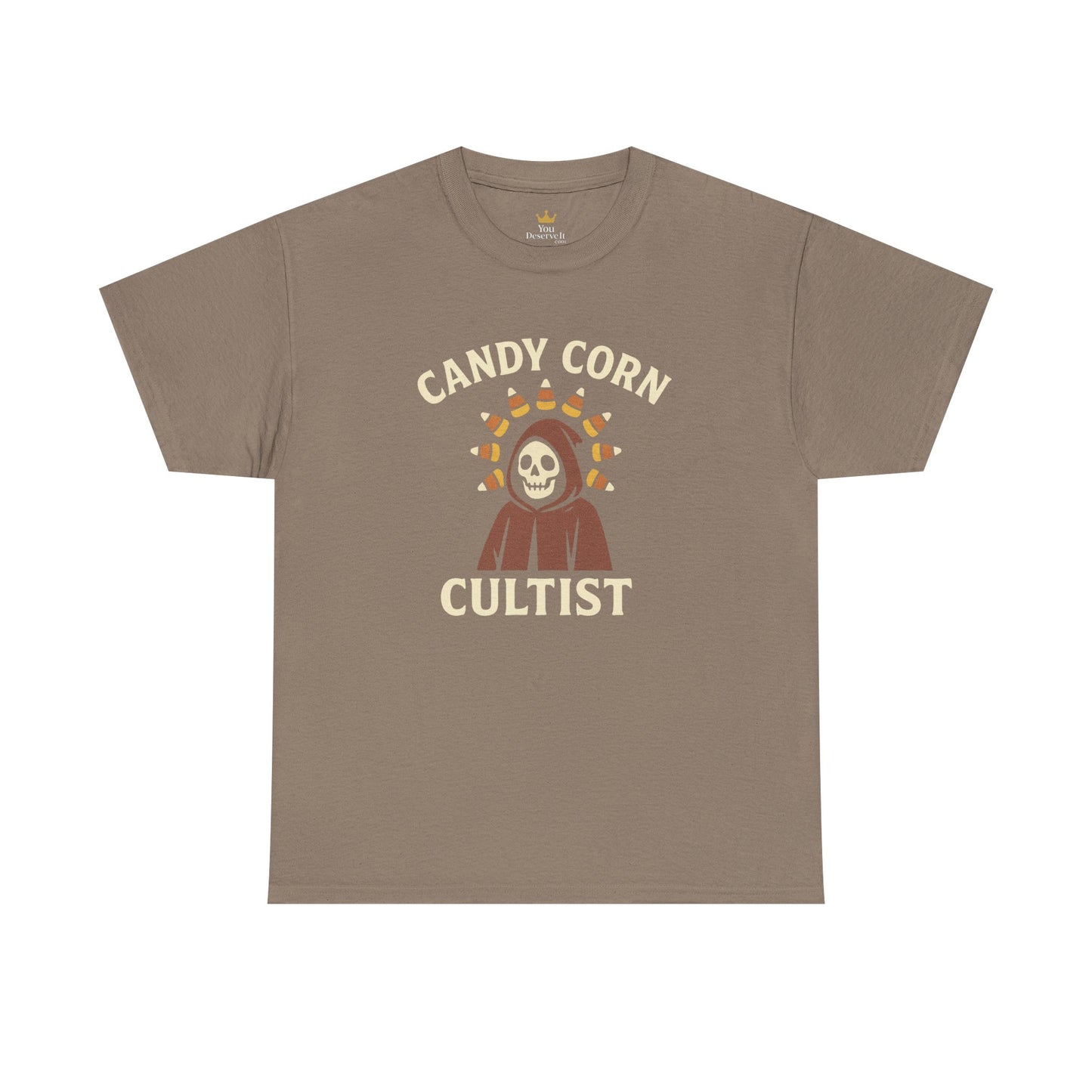 Candy Corn Cultist T-Shirt | Funny Halloween Graphic Tee for Sweet Tooth Fanatics