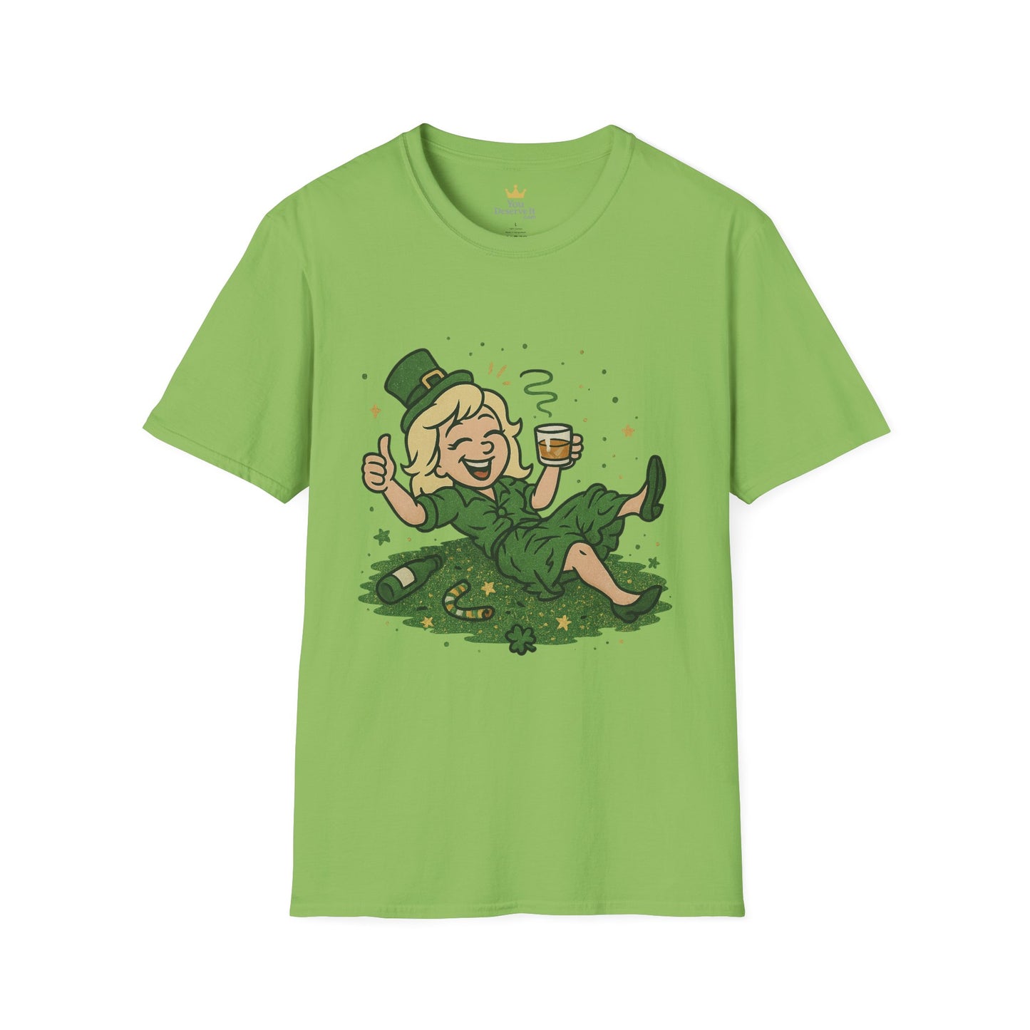 Shamrocked and Unbothered | Funny St. Patrick's Day Tee | Tipsy Leprechaun Lady T-Shirt, Irish Drinking Party Shirt for Women