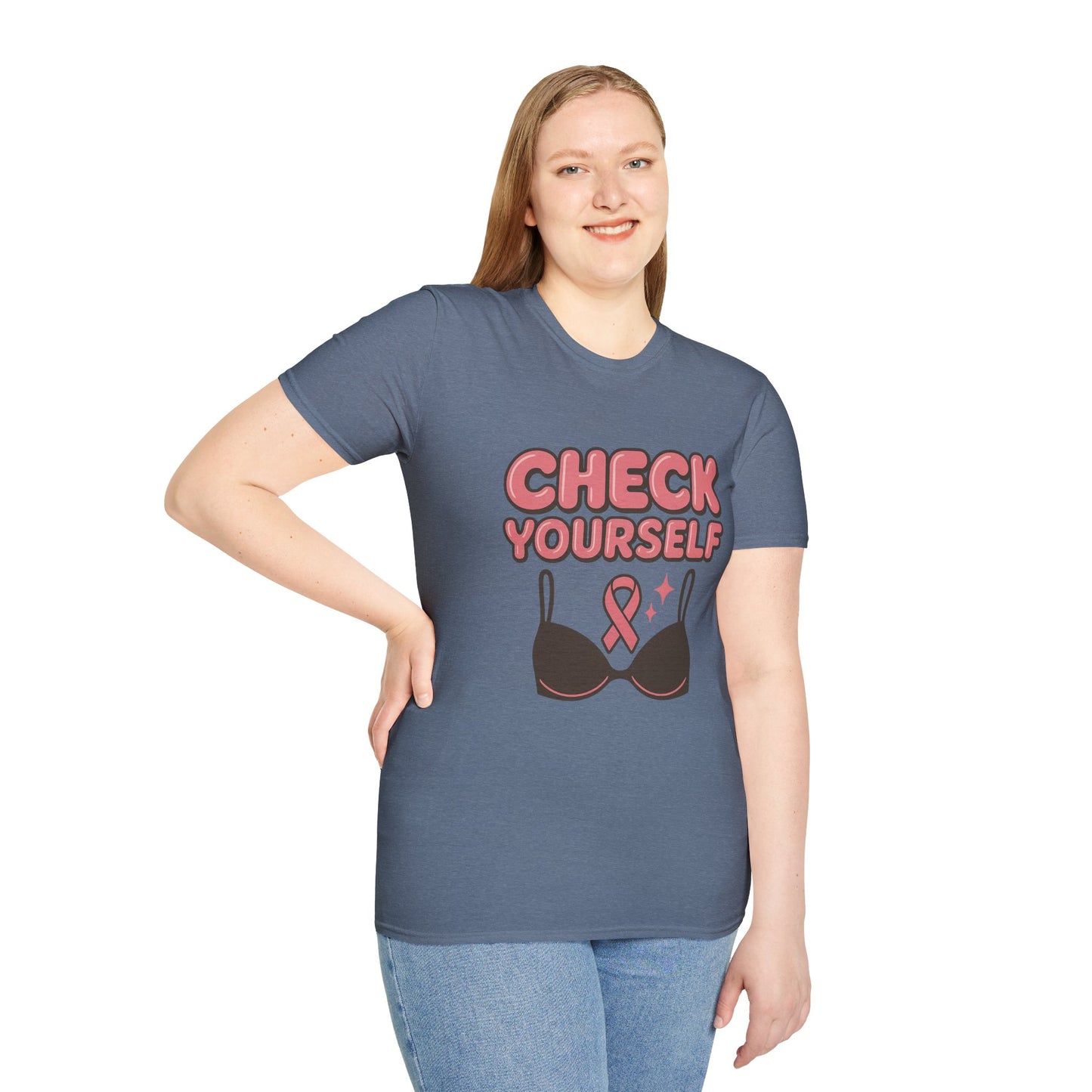 Check Yourself Breast Cancer Awareness T-Shirt | Funny Bra Ribbon Tee for Women