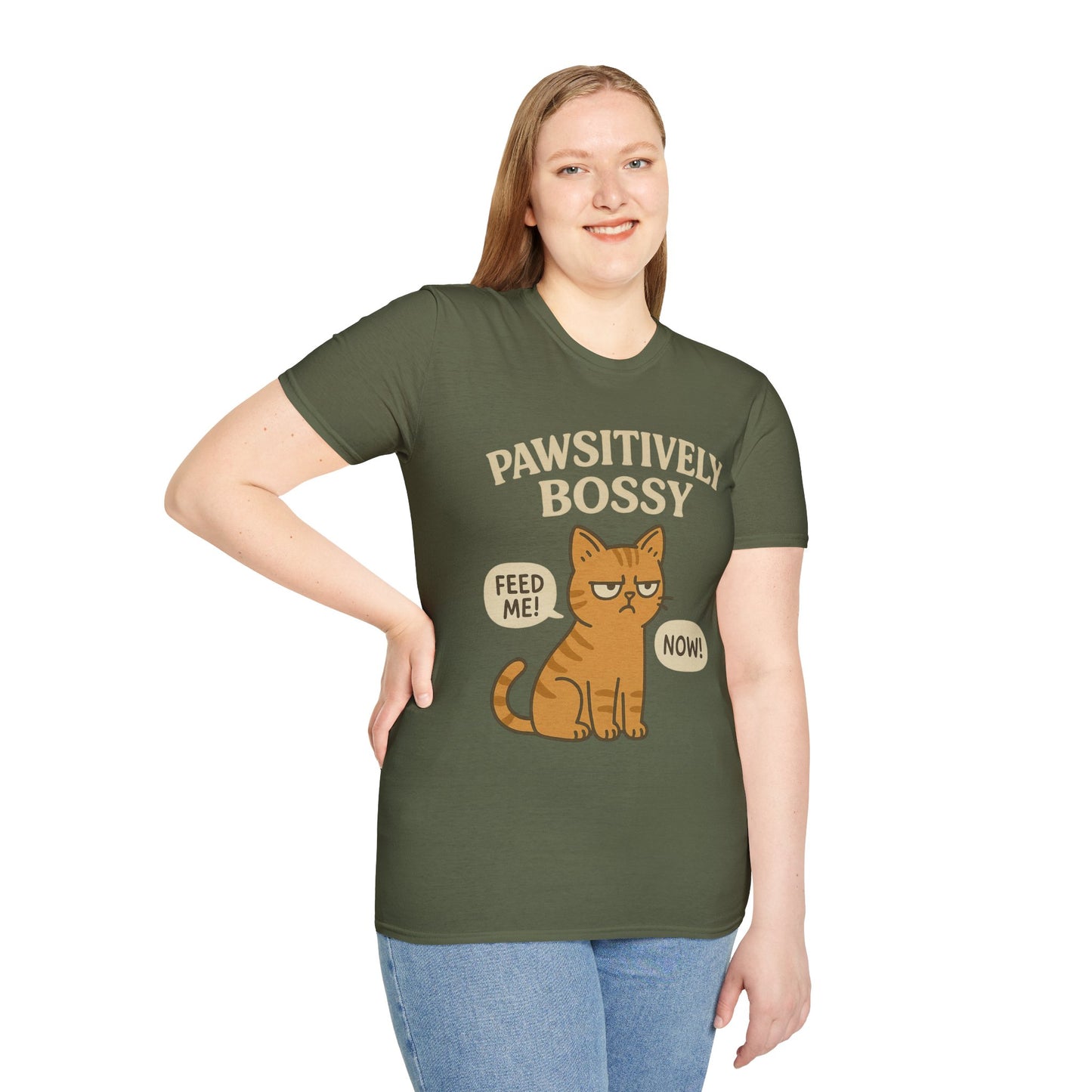 Pawsitively Bossy – Funny Cat Command T-Shirt
