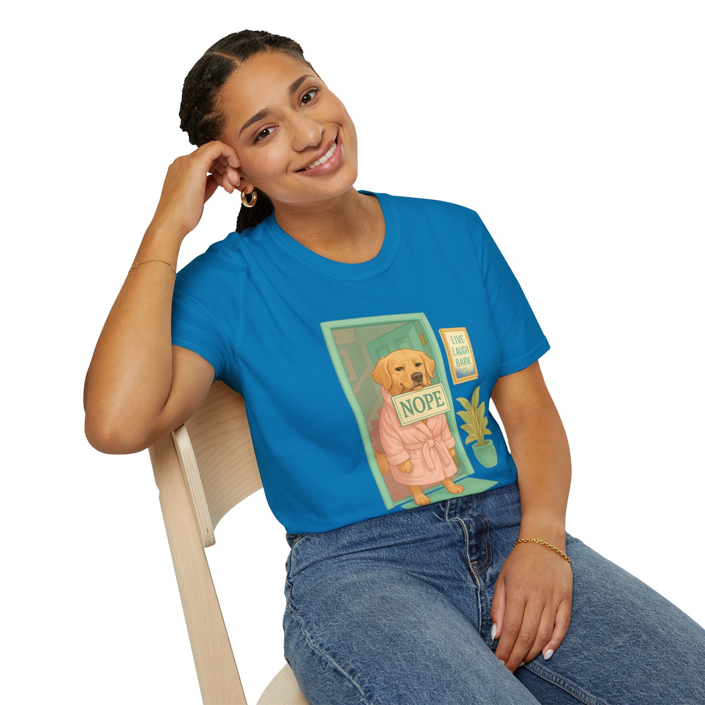 Smug Retriever "NOPE" Tee | Polite but Firm Gatekeeping Vibes, Pet Lover Gift, Animal Humor Tee, Casual Wear, Dog-Themed Apparel