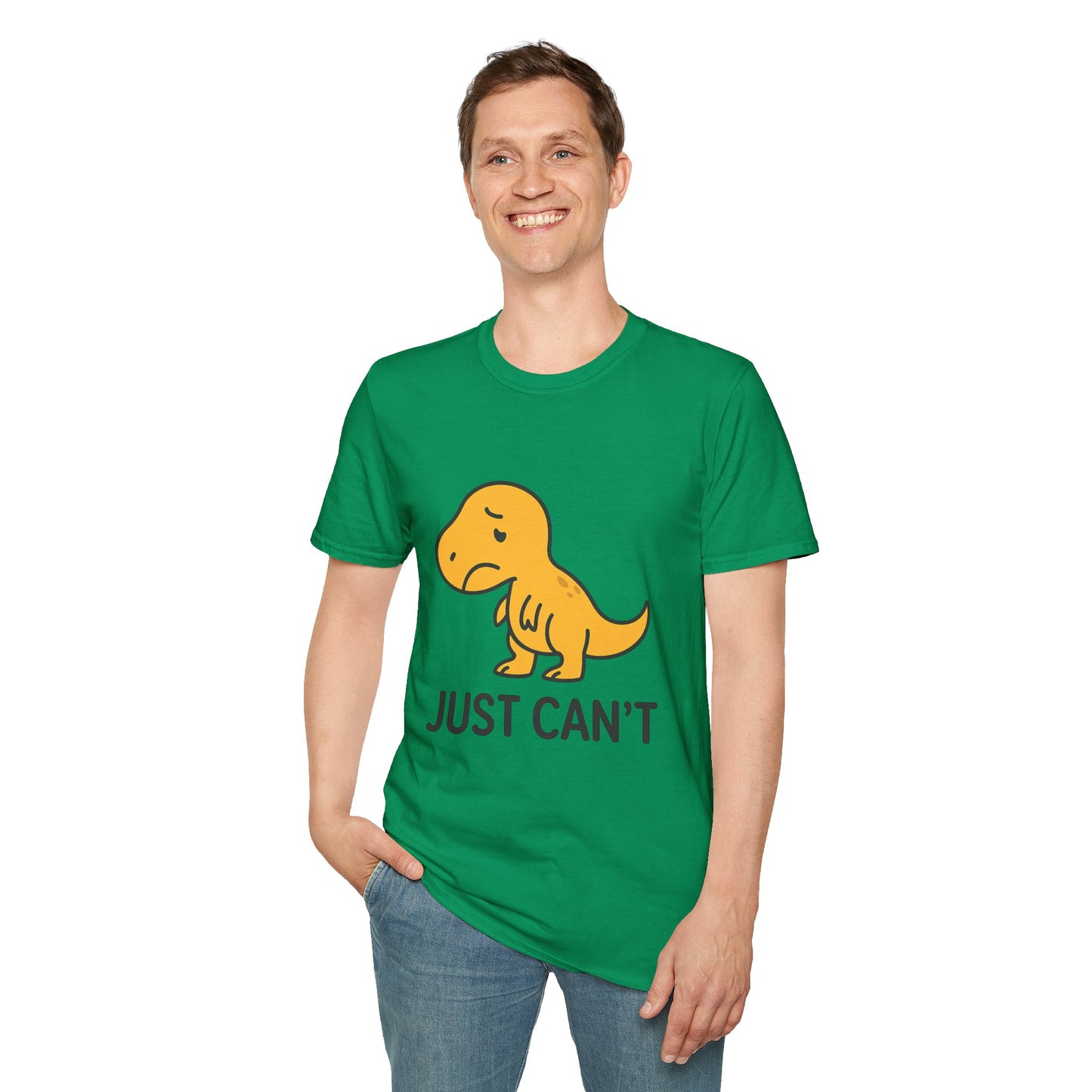 Just Can't Dinosaur T-Shirt | Funny T-Rex Mood Tee for Adults & Teens