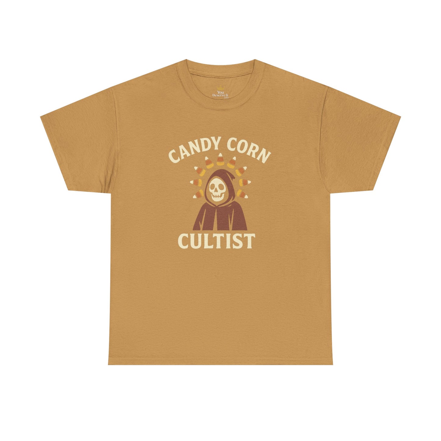 Candy Corn Cultist T-Shirt | Funny Halloween Graphic Tee for Sweet Tooth Fanatics