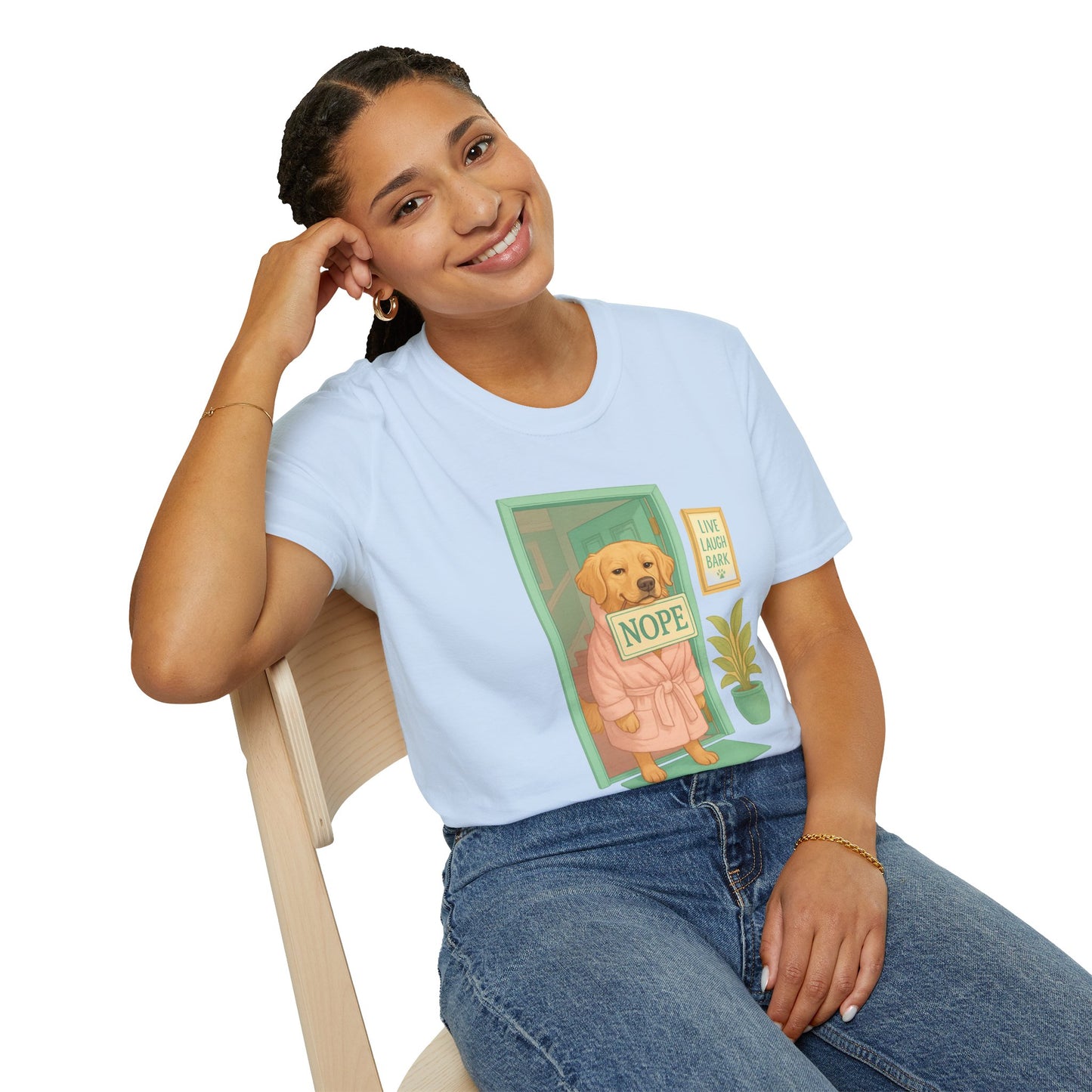 Smug Retriever "NOPE" Tee | Polite but Firm Gatekeeping Vibes, Pet Lover Gift, Animal Humor Tee, Casual Wear, Dog-Themed Apparel