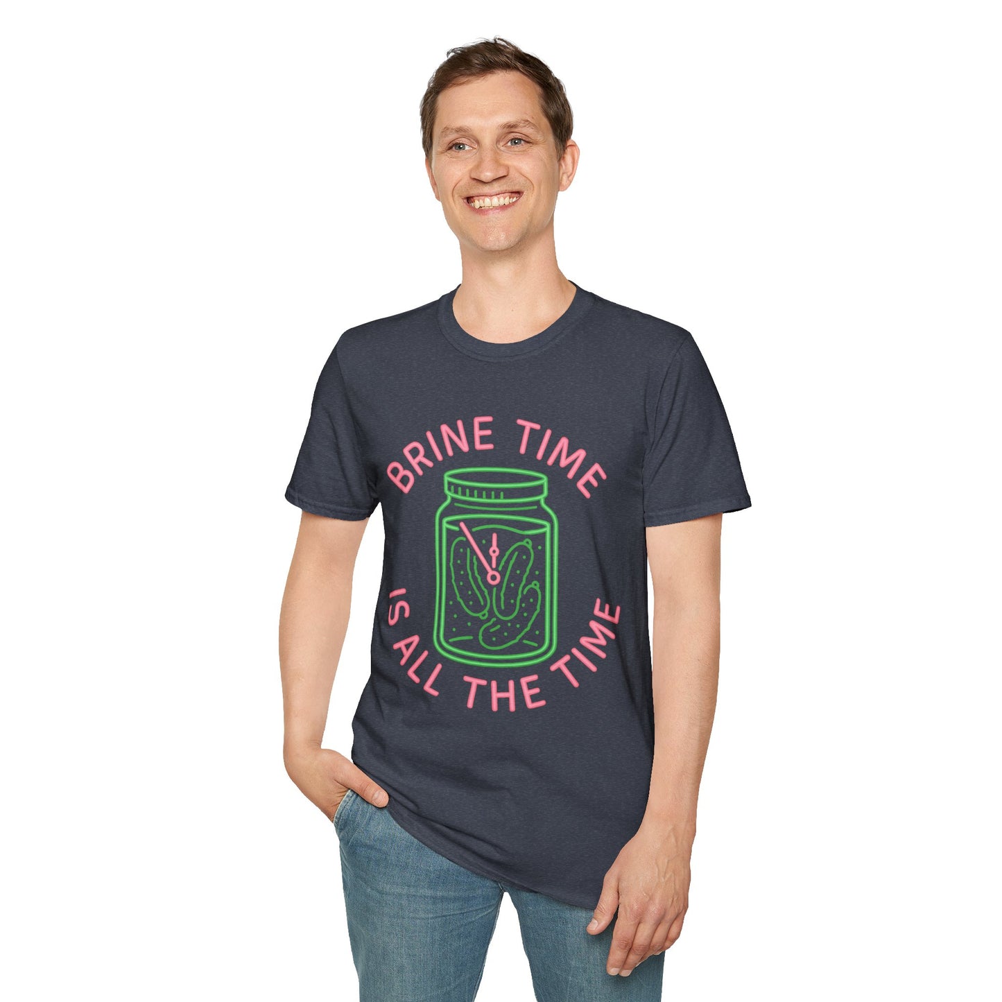 Brine Time Is All the Time – Retro Neon Pickle Jar T-Shirt