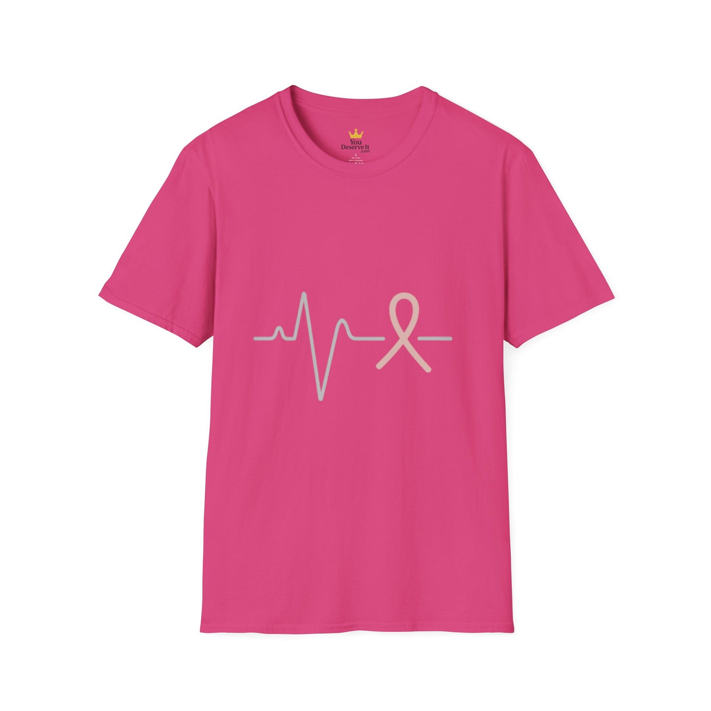 Heartbeat Pink Ribbon T-Shirt | Minimalist Breast Cancer Awareness Tee