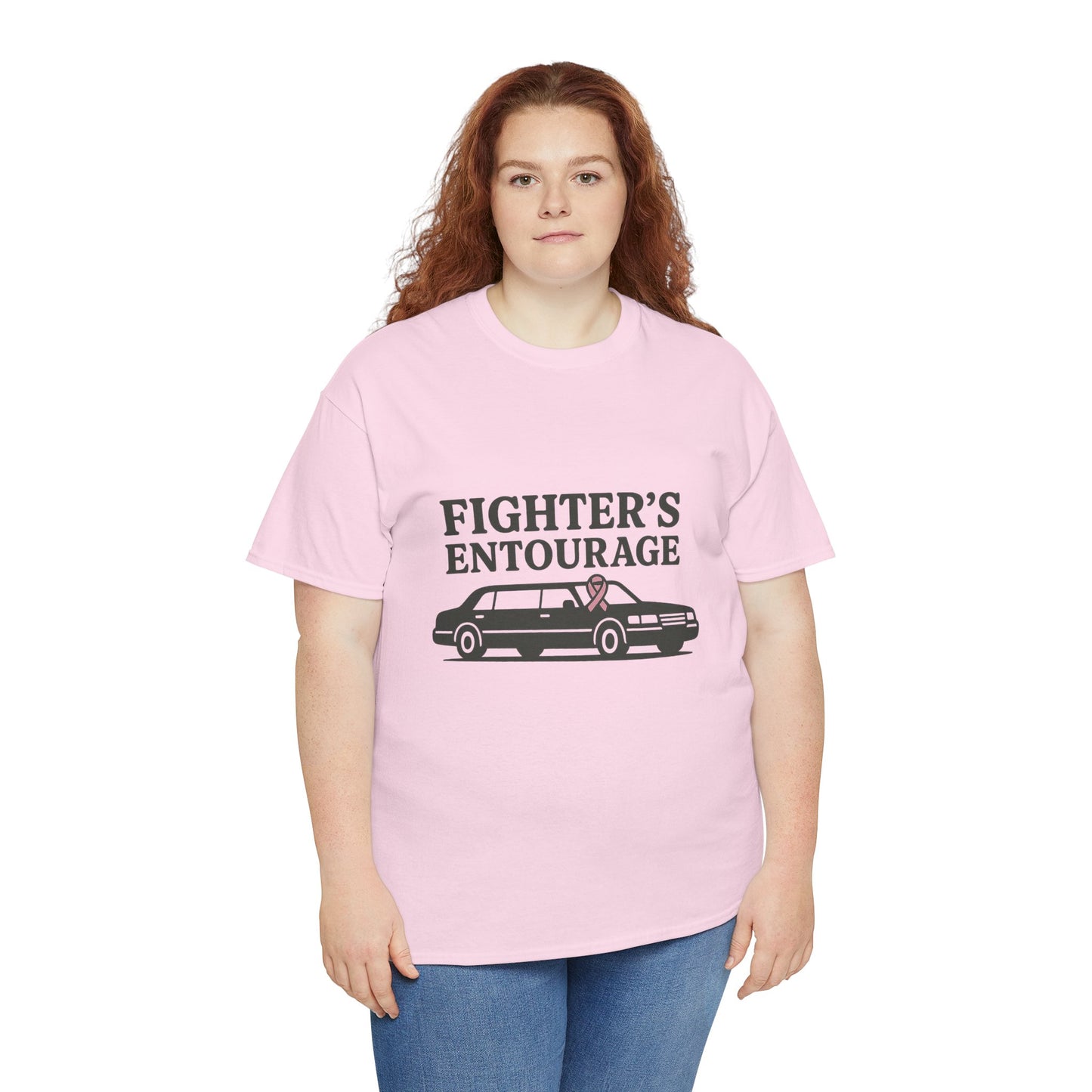 Fighter's Entourage Shirt | Breast Cancer Awareness Tee with Limo and Ribbon Design