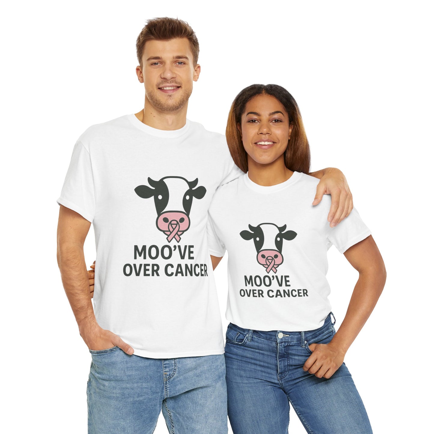 Moo've Over Cancer | Breast Cancer Awareness Cow Tee