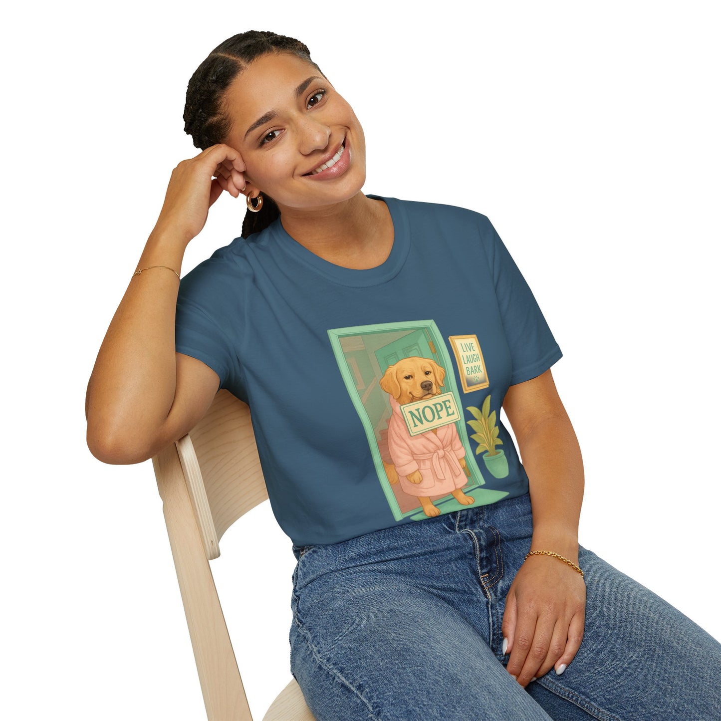Smug Retriever "NOPE" Tee | Polite but Firm Gatekeeping Vibes, Pet Lover Gift, Animal Humor Tee, Casual Wear, Dog-Themed Apparel