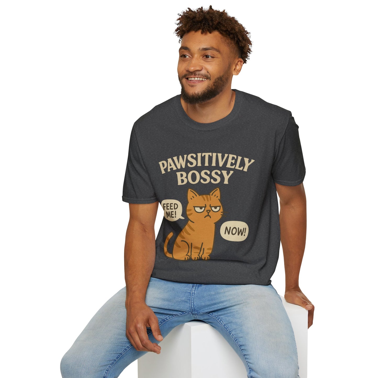 Pawsitively Bossy – Funny Cat Command T-Shirt
