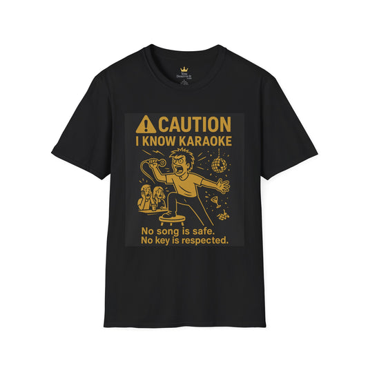 Caution I Know Karaoke Shirt | Funny Music Lover Tee, No Key Is Safe Graphic