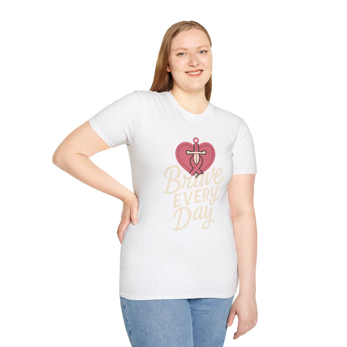 Brave Every Day Shirt | Breast Cancer Awareness Tee with Sword & Ribbon Heart