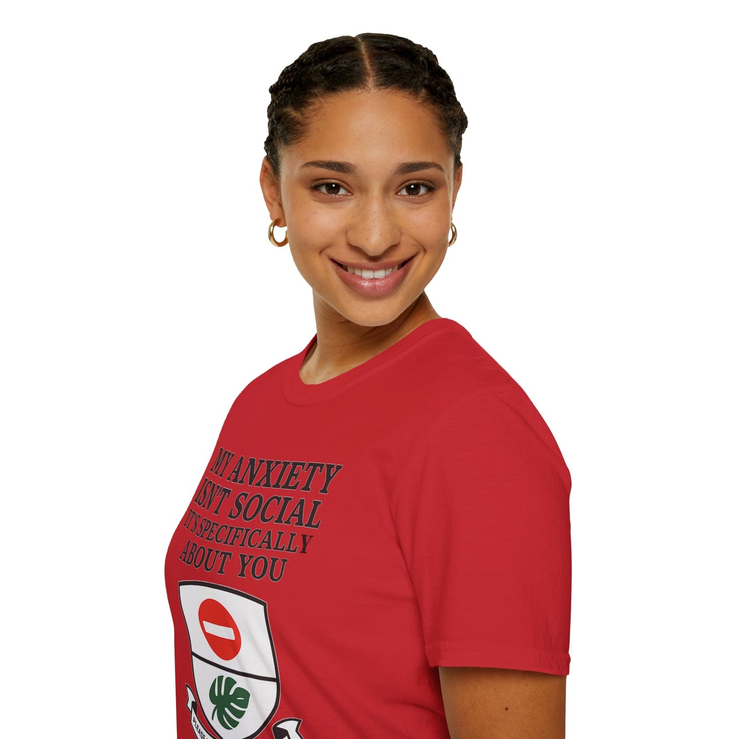 Funny Anxiety T-Shirt – Sarcastic Graphic Tee with Shield Design