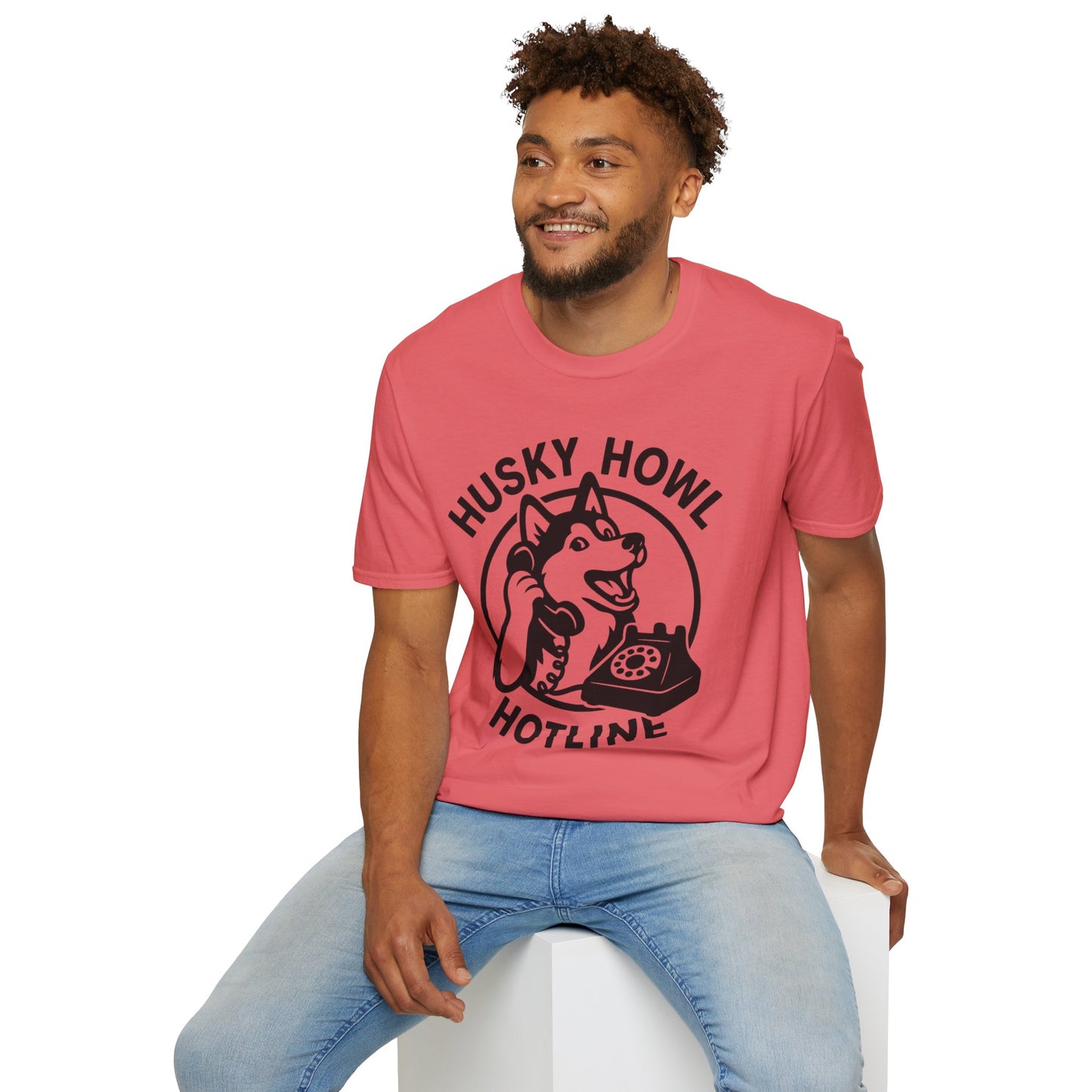 Husky Howl Hotline T-Shirt, Funny Dog Tee, Pet Lover Gift, Animal Rescue Fundraiser Shirt, Casual Wear, Gift for Dog Lovers