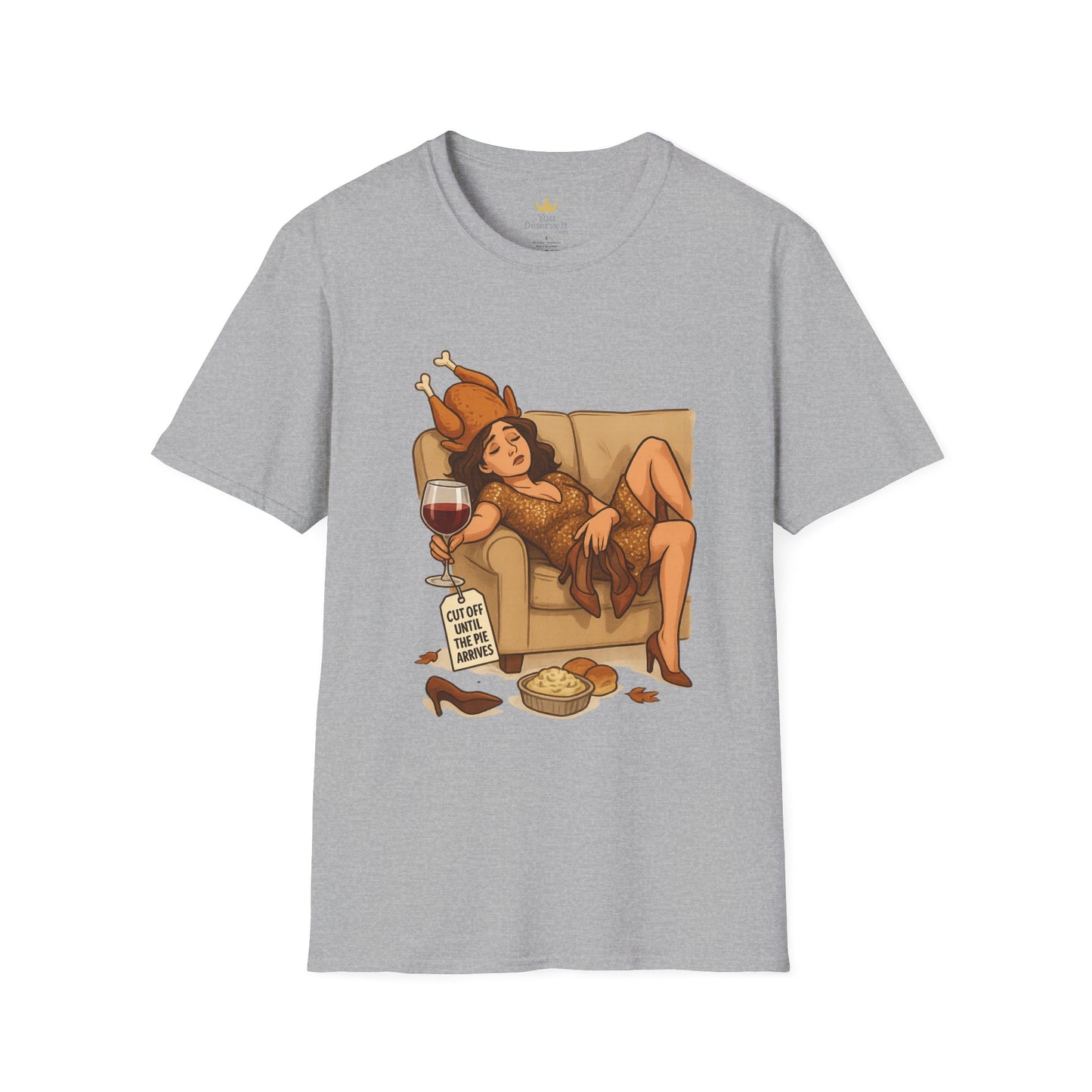 Cut Off Until the Pie Arrives | Funny Thanksgiving T-Shirt | Drunk Turkey Costume Shirt, Wine-Lover Holiday Tee, Sarcastic Friendsgiving Humor