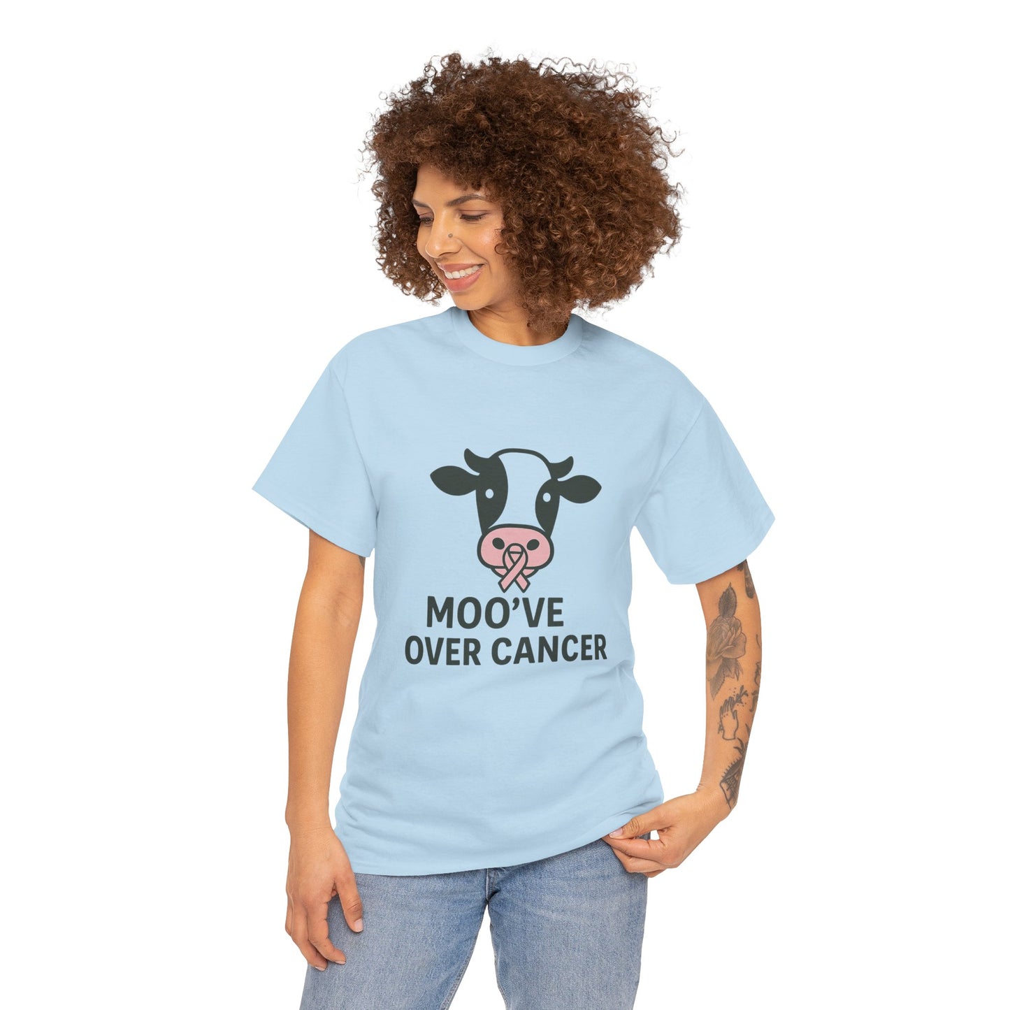 Moo've Over Cancer | Breast Cancer Awareness Cow Tee