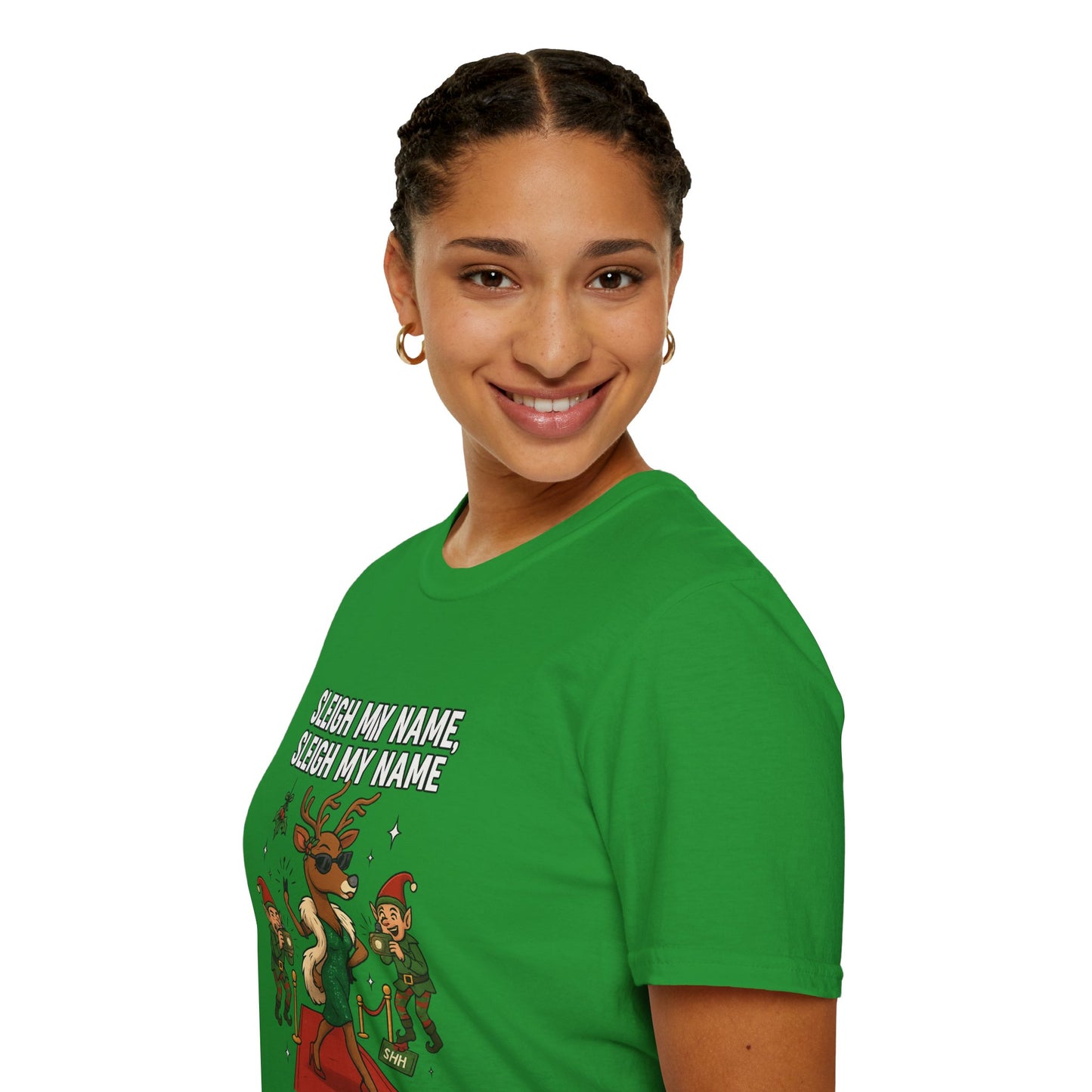 Sleigh My Name Funny Christmas Shirt | Diva Reindeer Holiday Tee | Red Carpet Christmas Party Shirt | Beyoncé Inspired Xmas Humor