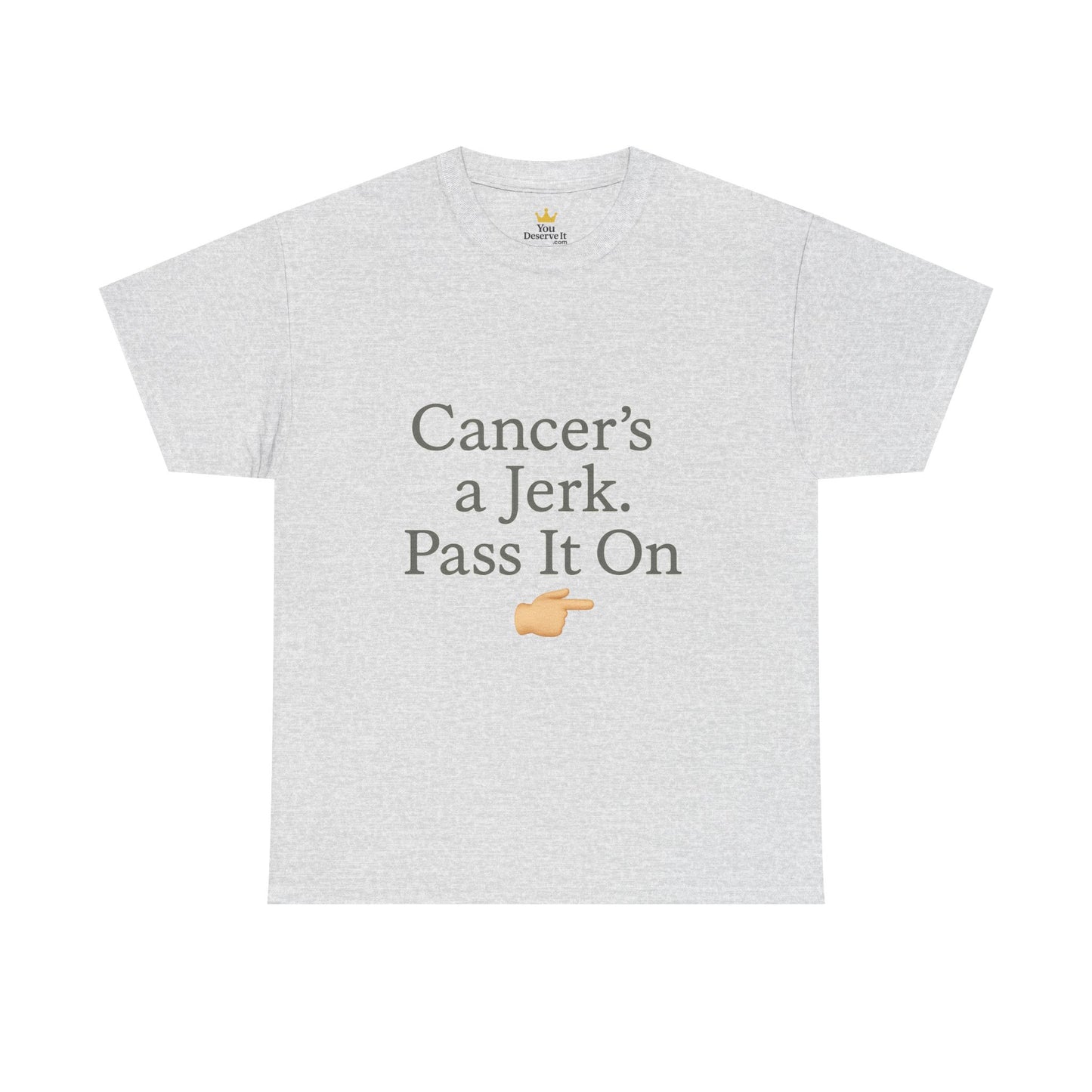 Cancer's a Jerk Shirt | Funny Supportive Awareness T-Shirt with Pointing Emoji