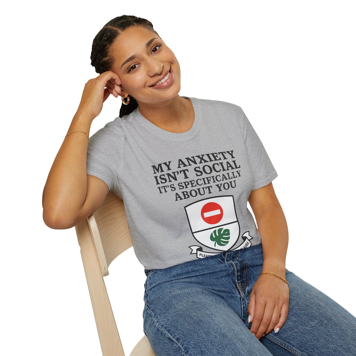 Funny Anxiety T-Shirt – Sarcastic Graphic Tee with Shield Design