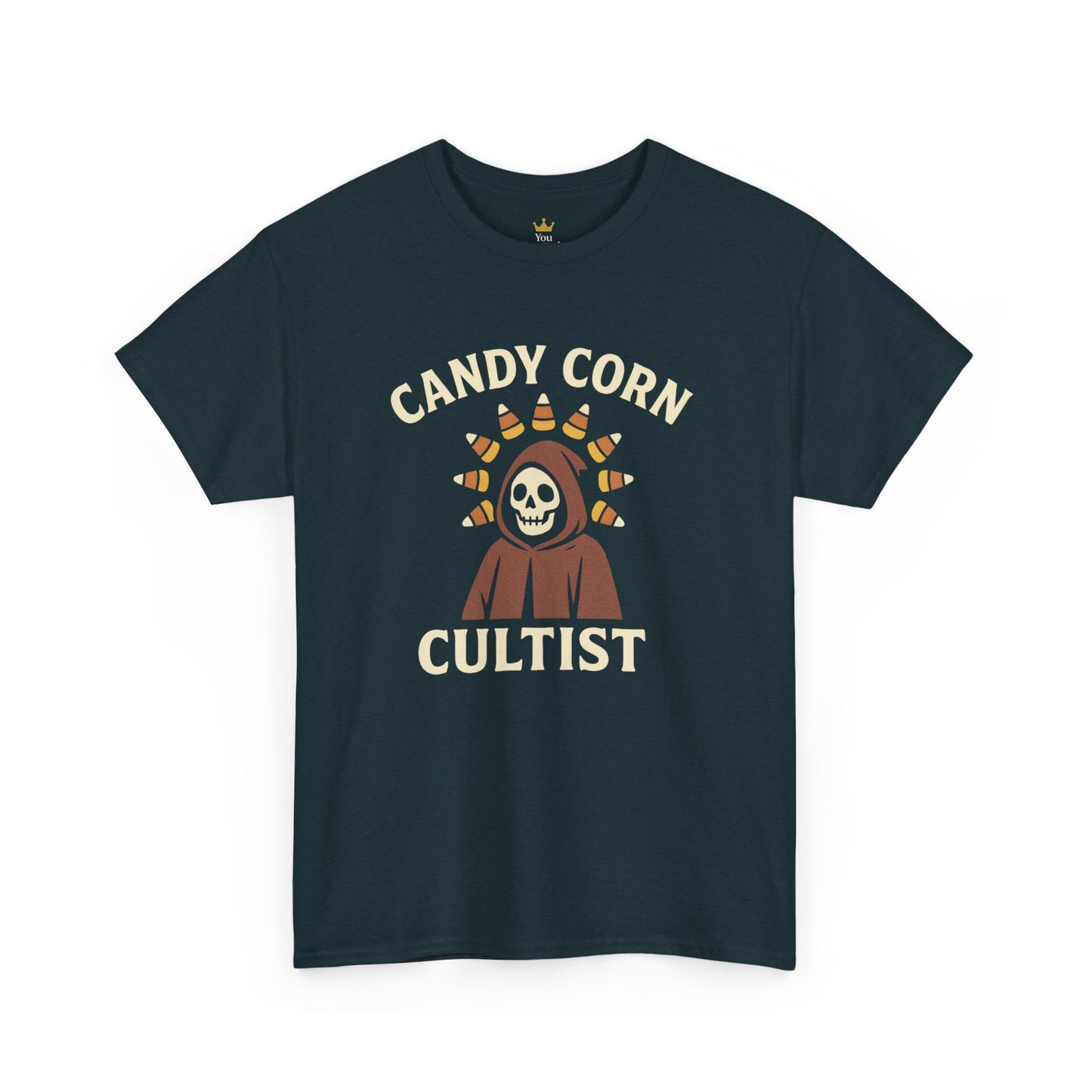 Candy Corn Cultist T-Shirt | Funny Halloween Graphic Tee for Sweet Tooth Fanatics