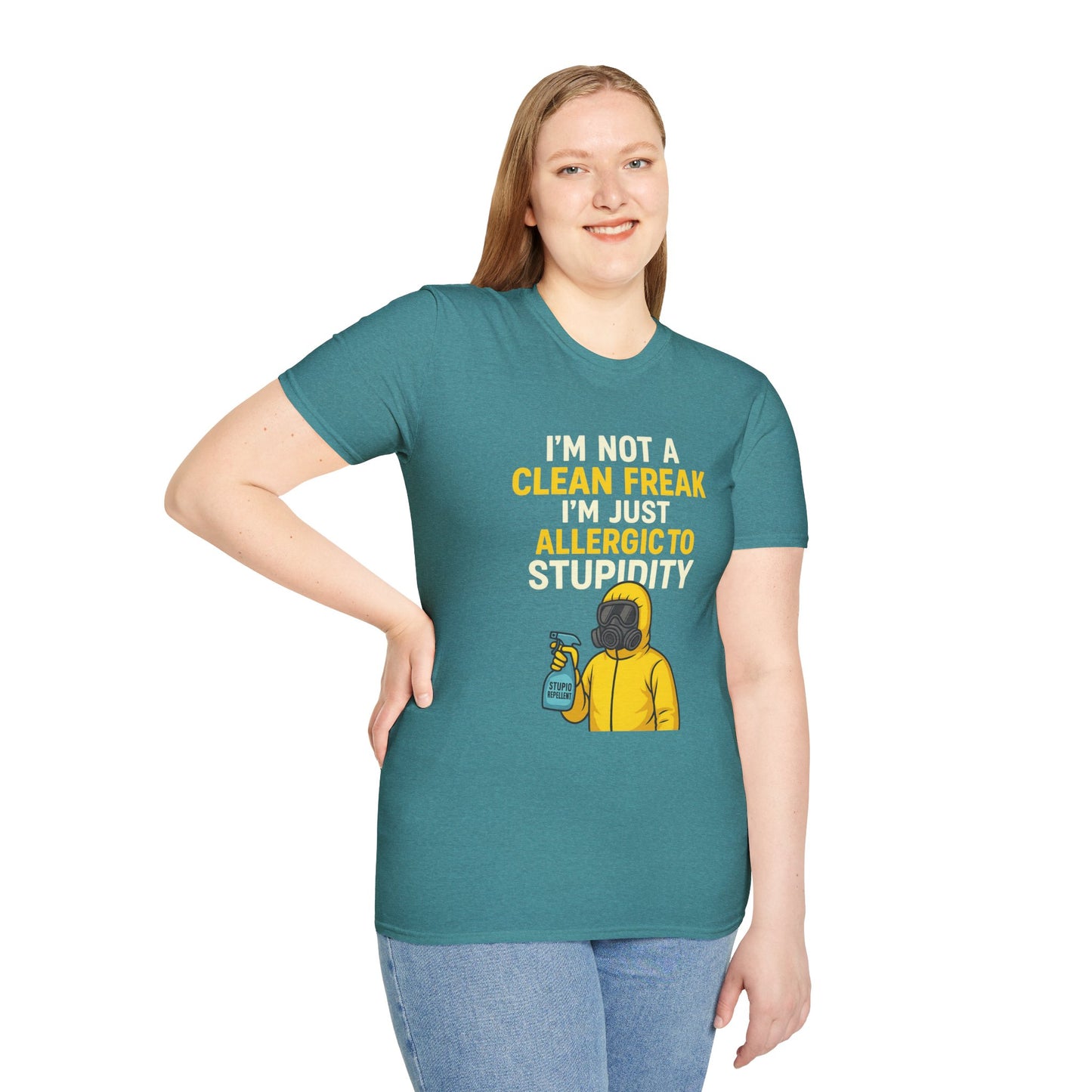 Funny Allergic to Stupidity T-Shirt, Gift for Clean Freaks, Quirky Statement Tee, Unisex Humor Shirt, Perfect for Friends & Family