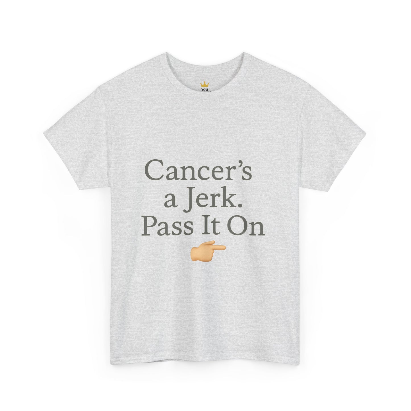 Cancer's a Jerk Shirt | Funny Supportive Awareness T-Shirt with Pointing Emoji