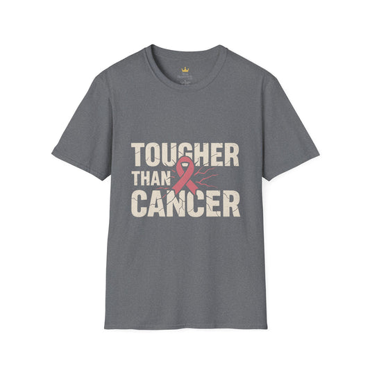 Tougher Than Cancer Shirt | Gritty Breast Cancer Awareness Tee with Cracked Ribbon Graphic