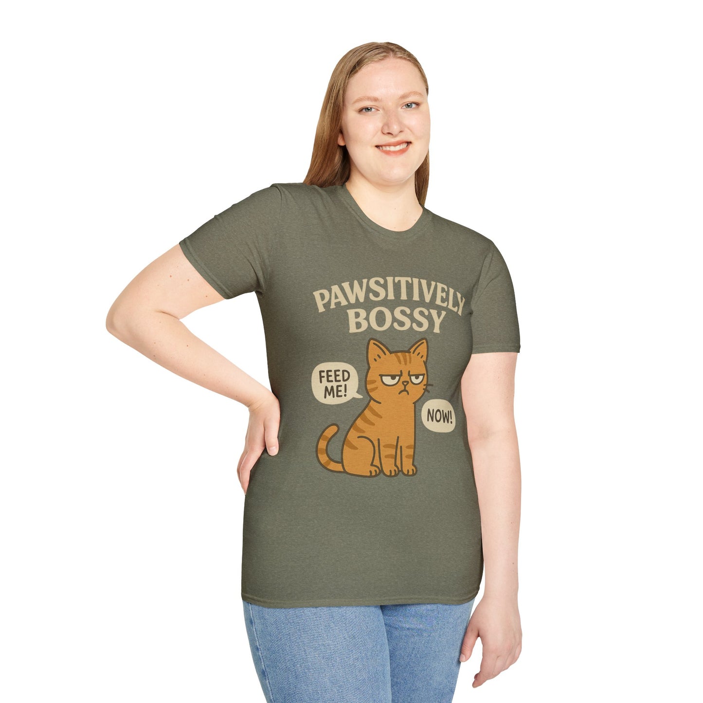 Pawsitively Bossy – Funny Cat Command T-Shirt