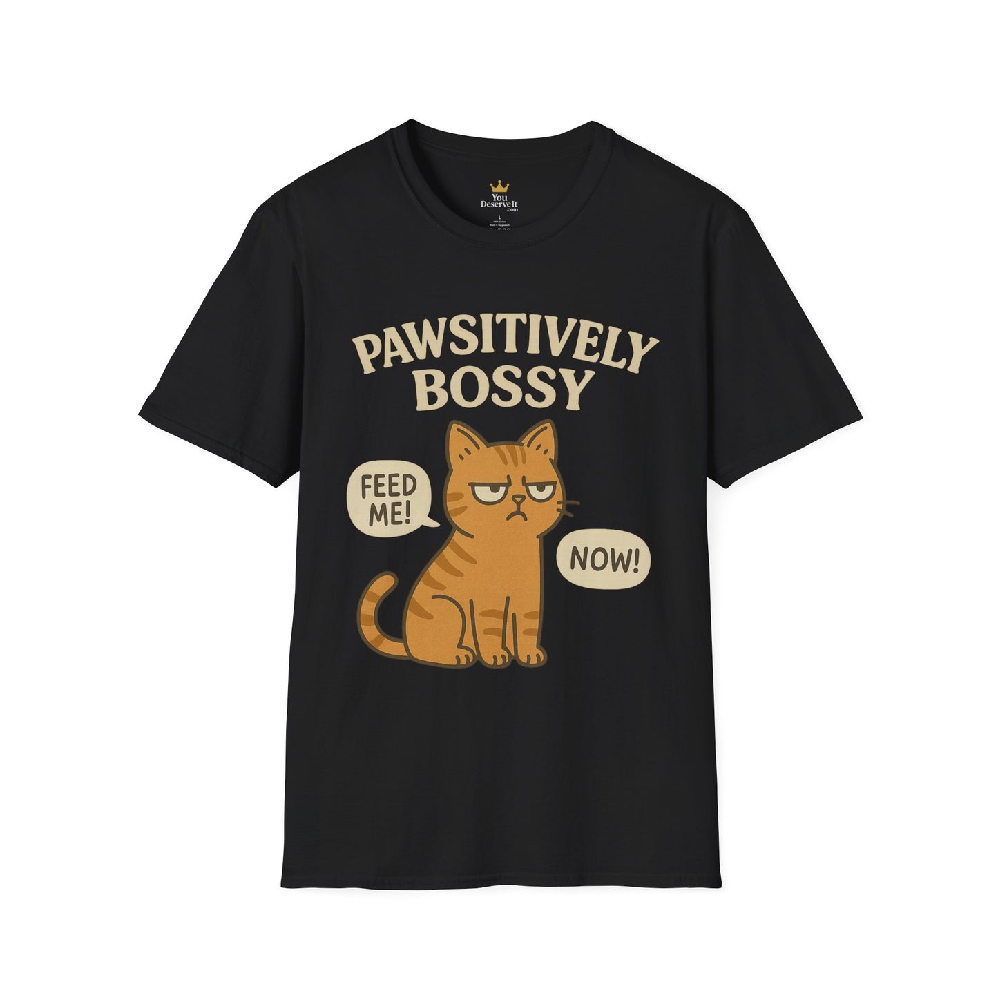 Pawsitively Bossy – Funny Cat Command T-Shirt