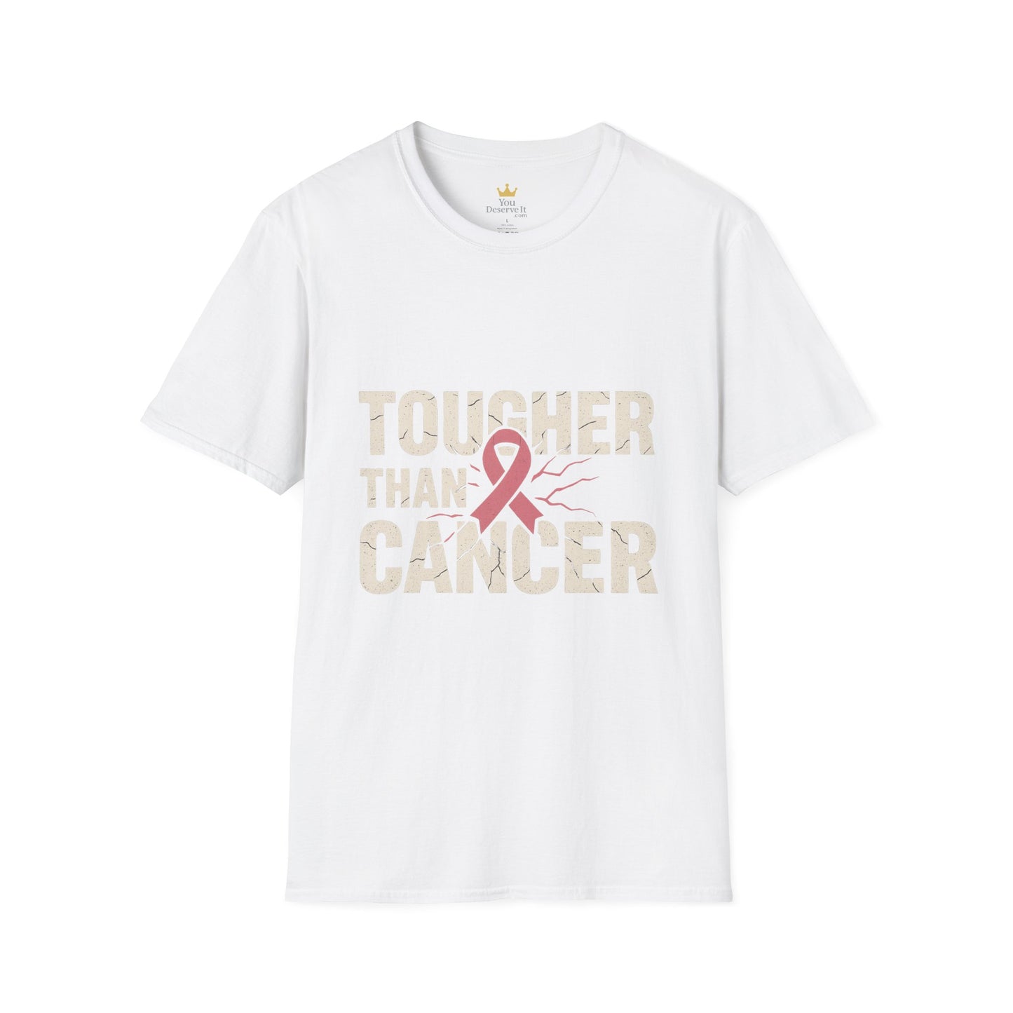 Tougher Than Cancer Shirt | Gritty Breast Cancer Awareness Tee with Cracked Ribbon Graphic