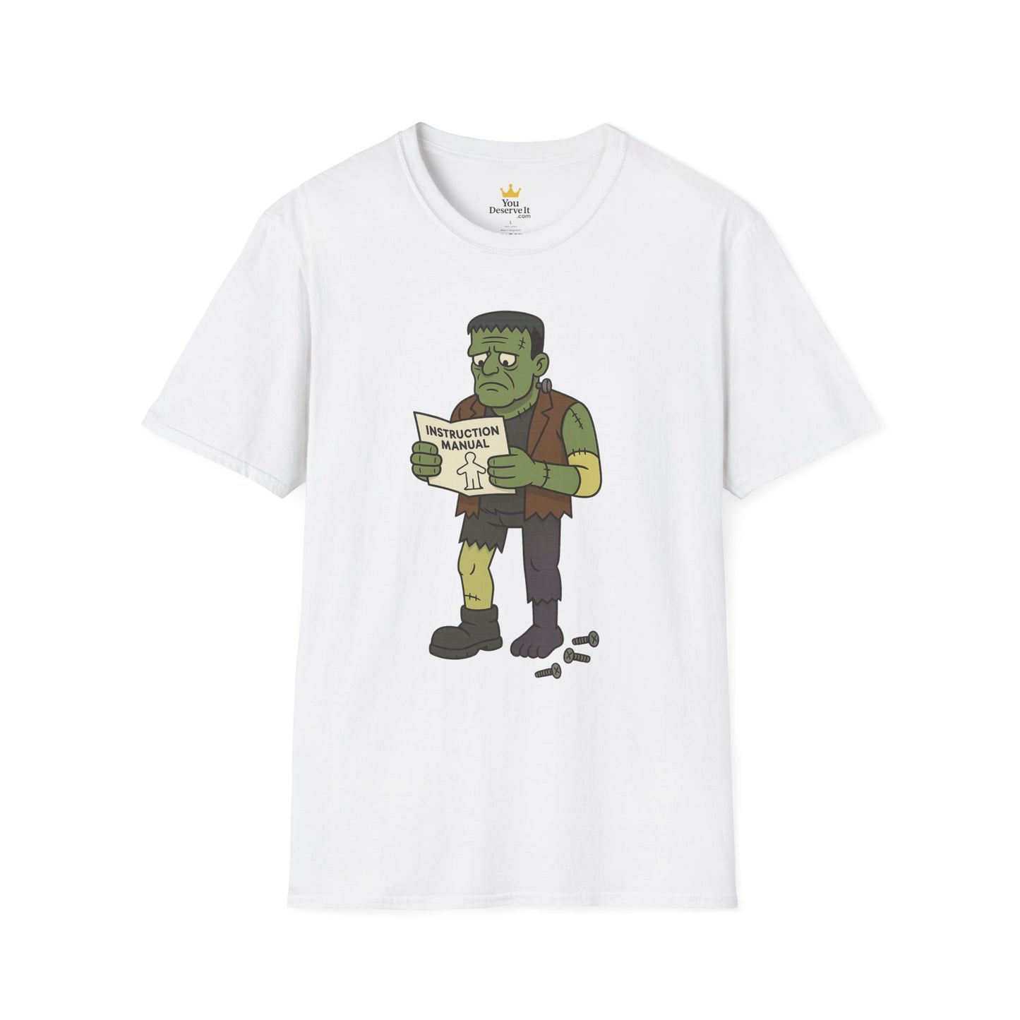 Funny Frankenstein T-Shirt, Unisex Softstyle Tee, Halloween Costume, Horror Movie Lover Gift, Cozy Casual Wear, Graphic Tee