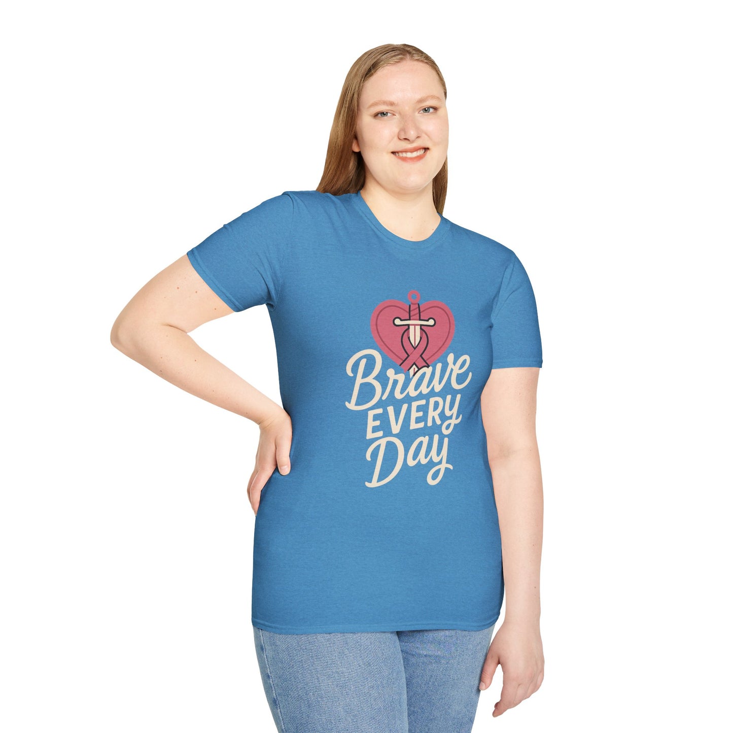 Brave Every Day Shirt | Breast Cancer Awareness Tee with Sword & Ribbon Heart