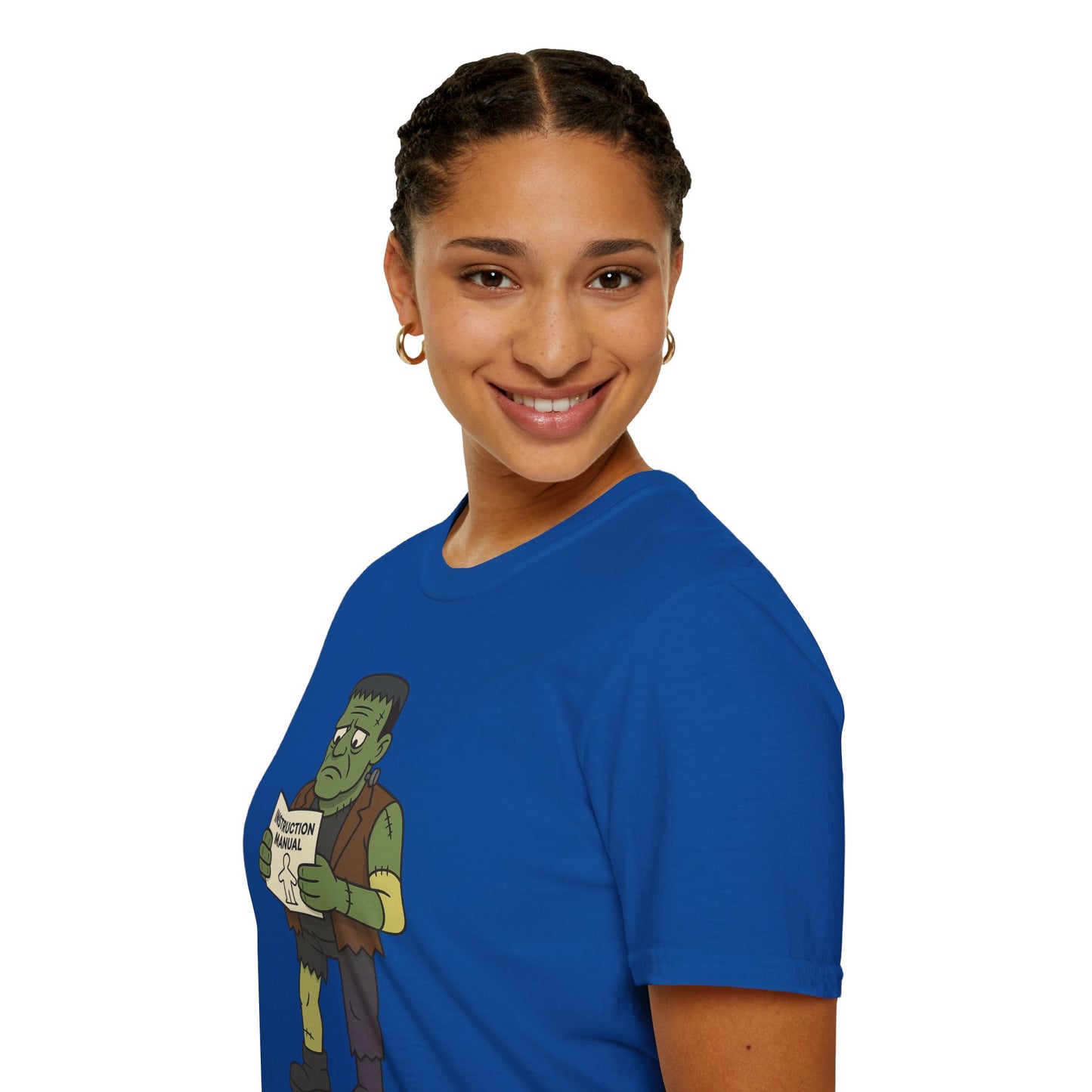 Funny Frankenstein T-Shirt, Unisex Softstyle Tee, Halloween Costume, Horror Movie Lover Gift, Cozy Casual Wear, Graphic Tee